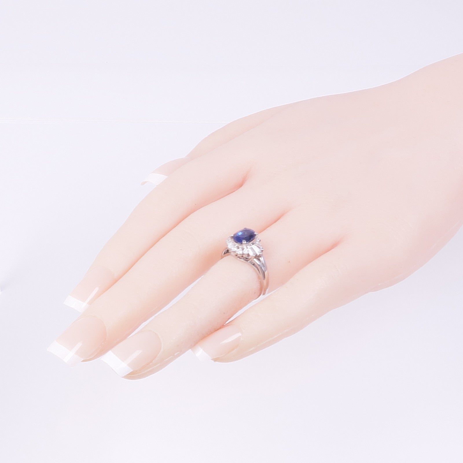 JEWELRY PT900鉑金Sapphire Diamond Ring藍寶石/鑽石戒指US#5