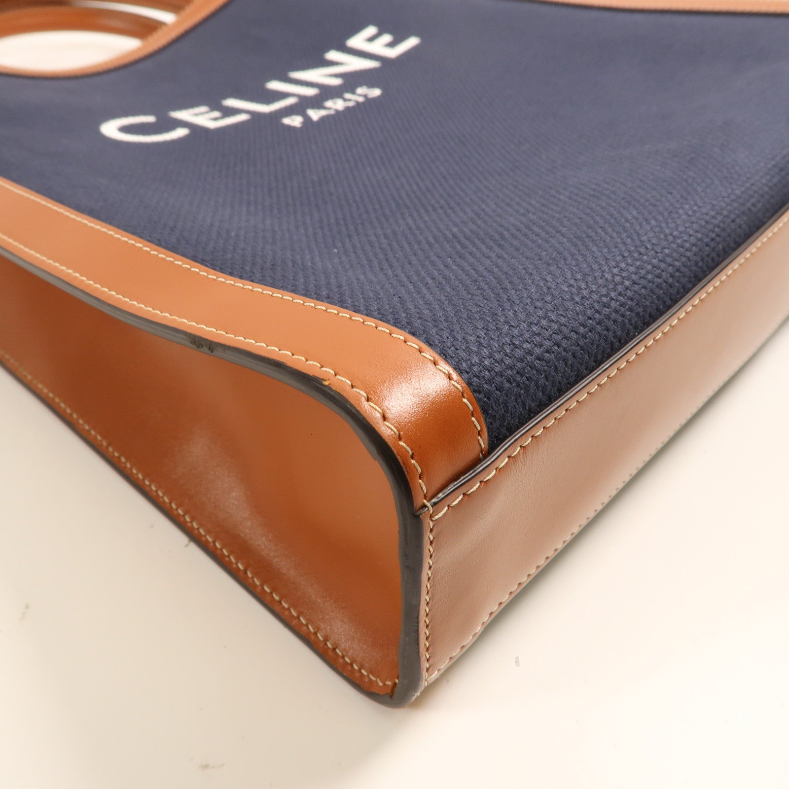 CELINE 帆布2 Way Shoulder金扣手挽肩背兩用袋藍色