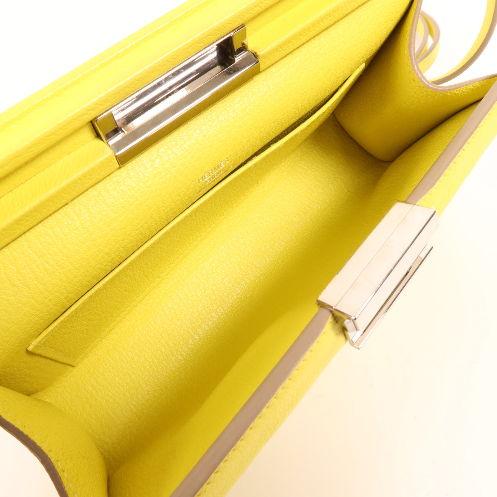 HERMES Evercolor皮革Clic-H 21銀扣肩背袋Lime