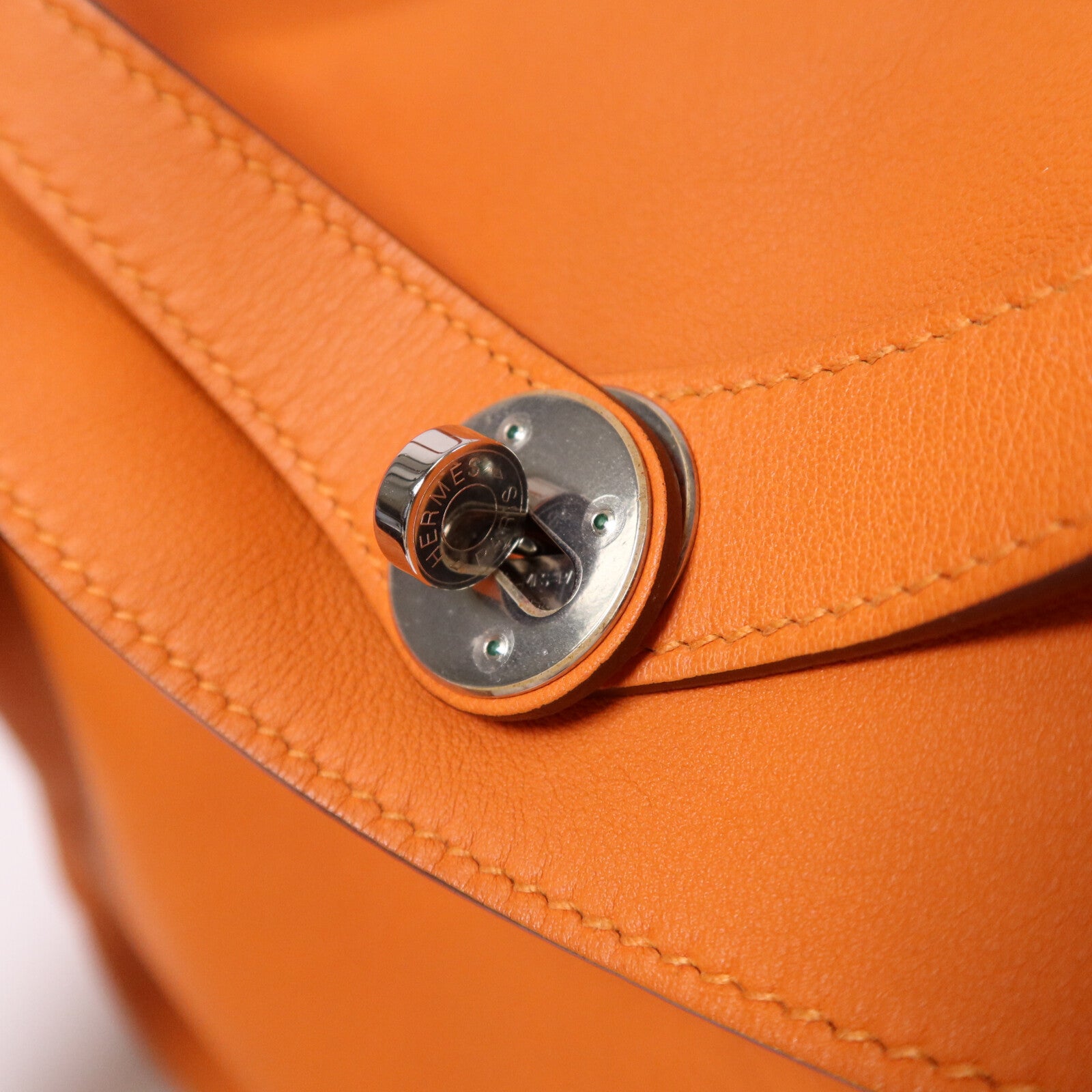 HERMES Swift皮革Lindy 34銀扣手挽肩背兩用袋Orange