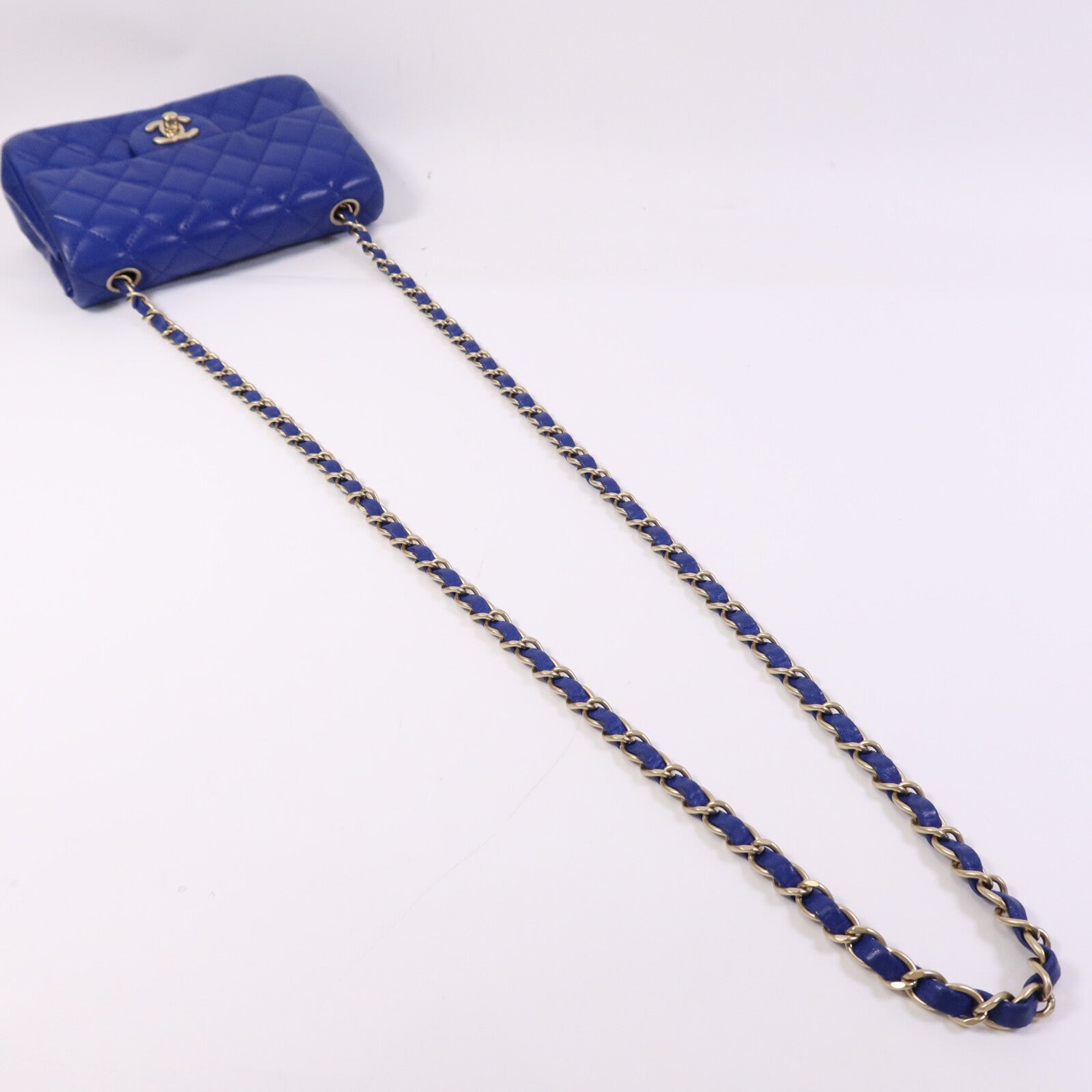 CHANEL 羊皮皮革Mini Classic 20金扣鏈帶肩背袋