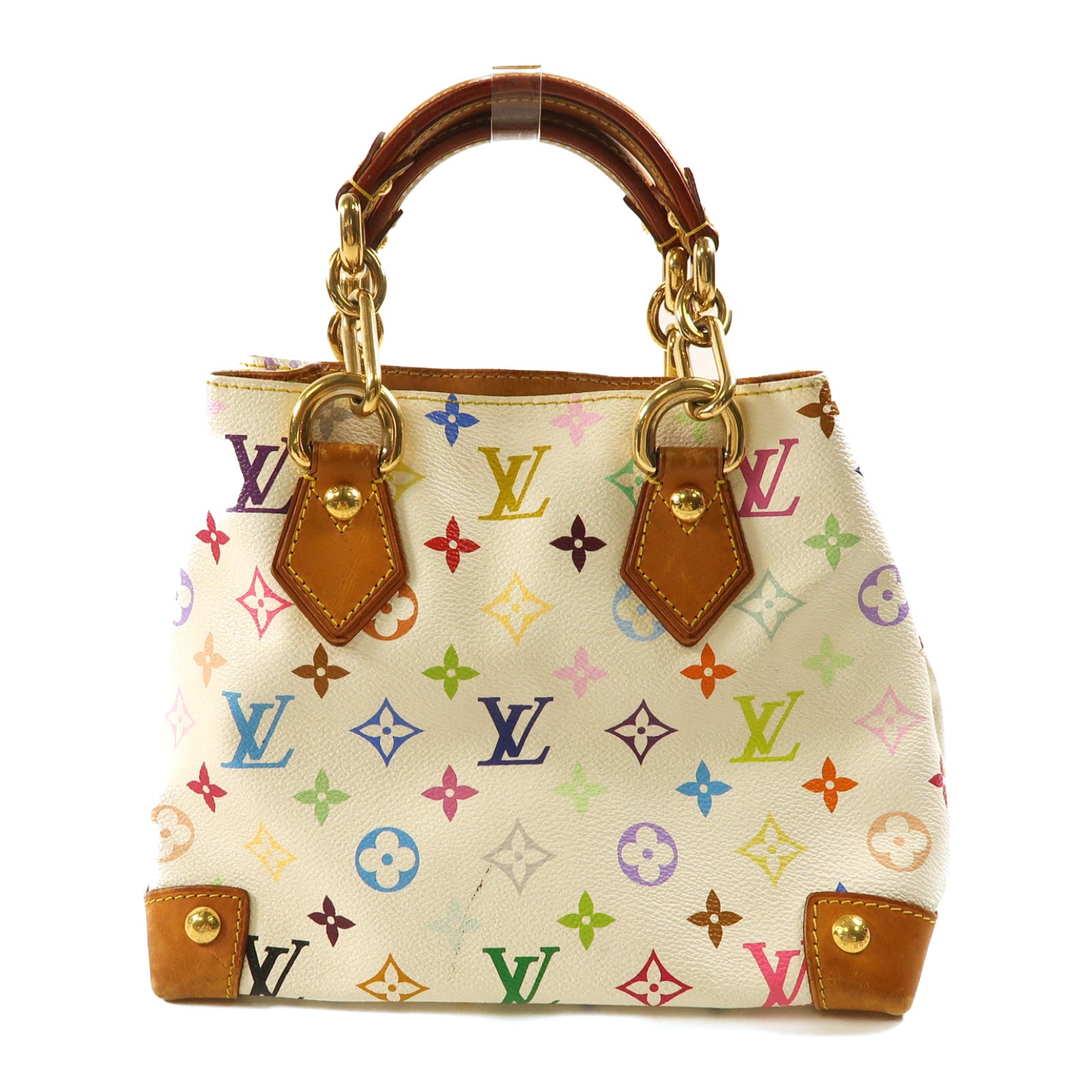 LOUIS VUITTON Monogram Multicolore Audra金扣手挽袋白色/彩色