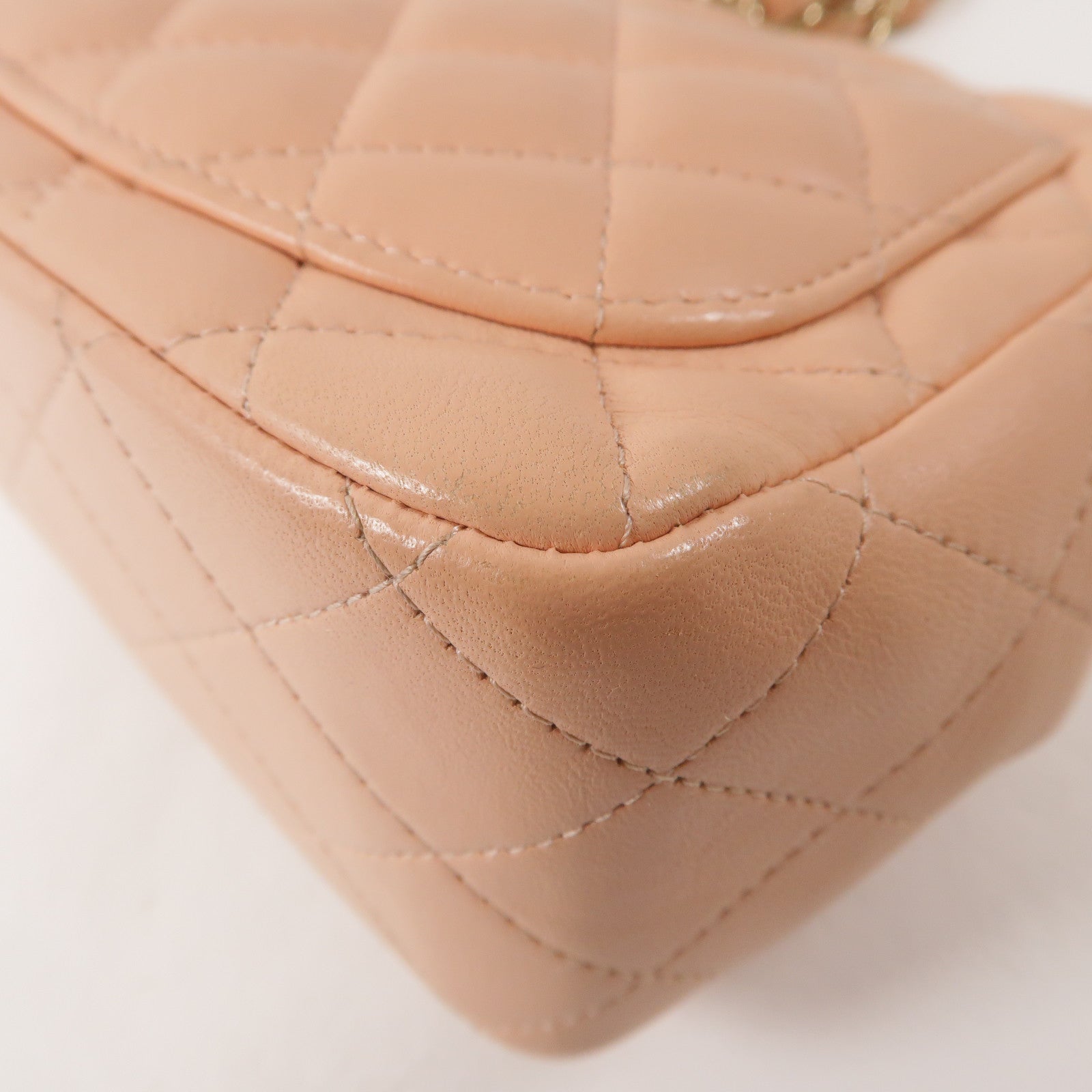 CHANEL 菱格羊皮皮革Chain Shoulder金扣鏈帶肩背袋粉紅色