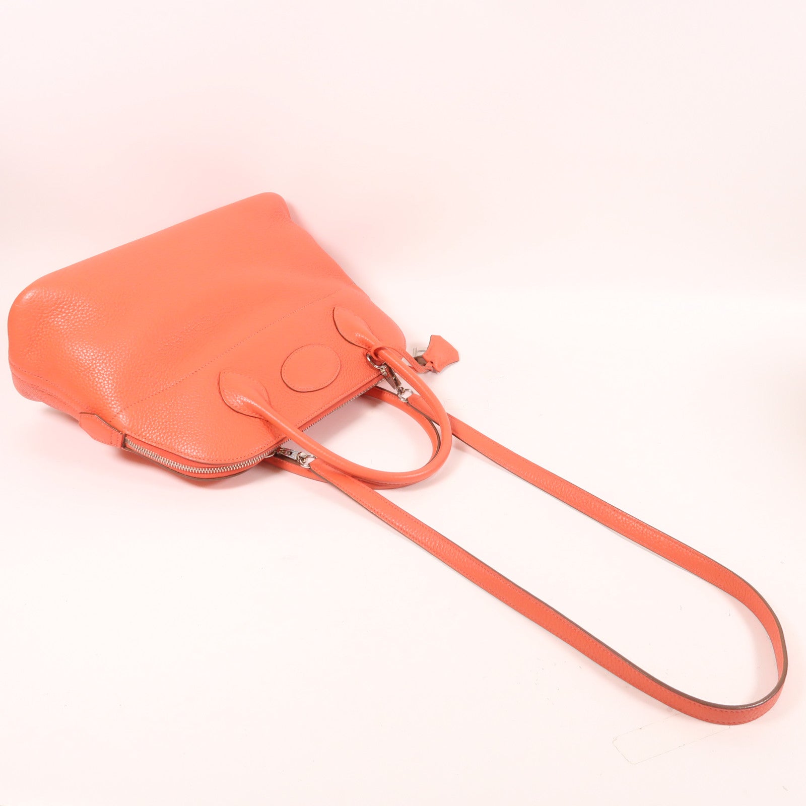 HERMES Clemence皮革Bolide 31銀扣手挽肩背兩用袋Rose Jaipur