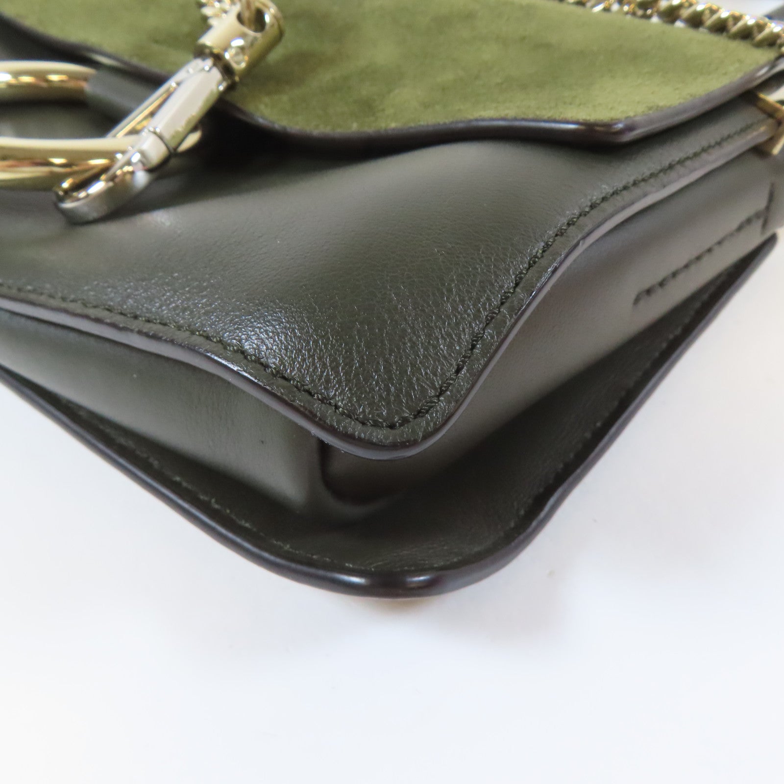 Chloe 牛皮皮革Shoulder Bag銀扣肩背袋黑色/綠色