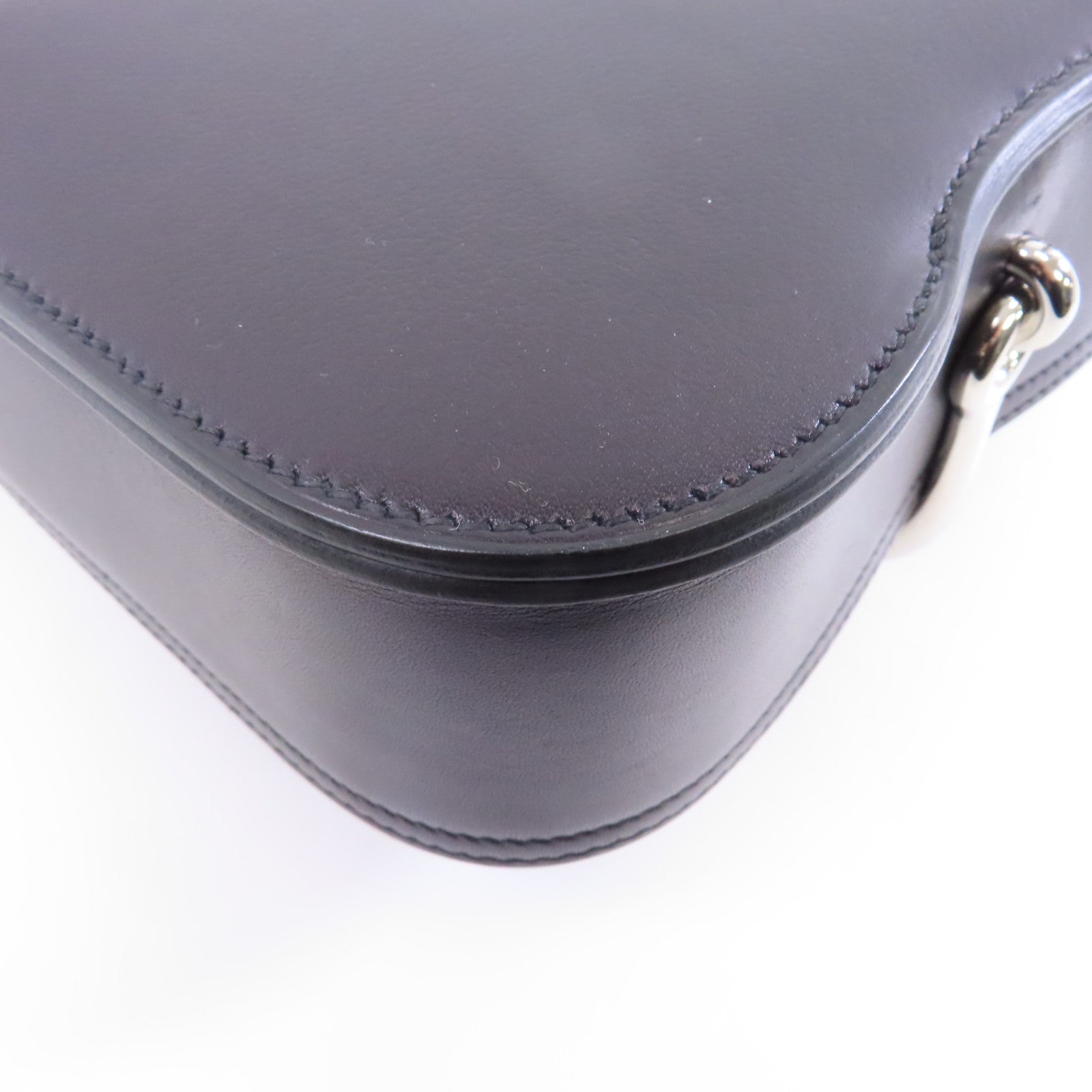 HERMES Evercolor皮革Della Cavalleria Mini銀扣肩背袋黑色