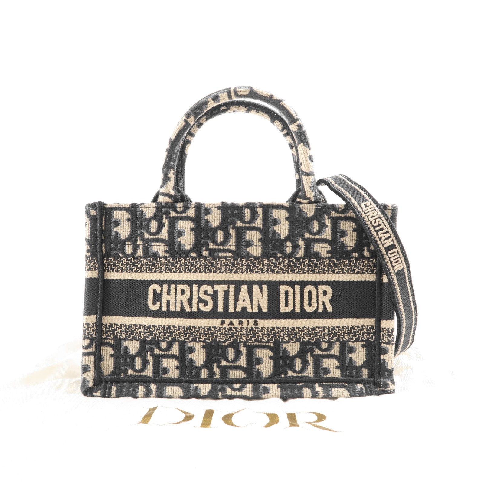 Dior 帆布Book Tote Mini金扣手挽肩背兩用袋