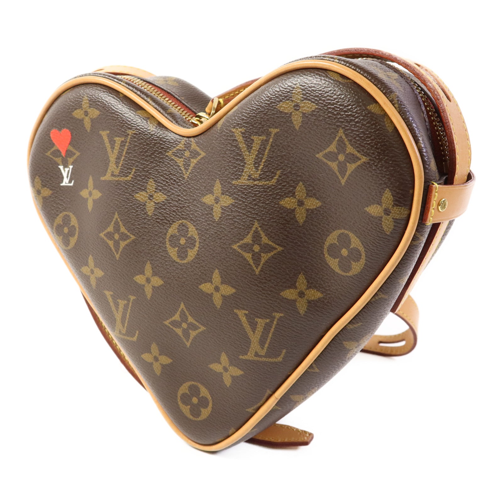 LOUIS VUITTON Monogram Game On Coeur金扣肩背袋棕色
