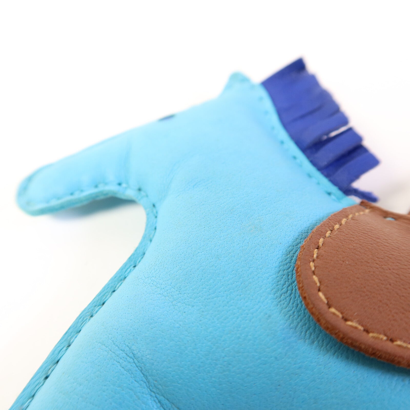 HERMES Milo皮革Rodeo MM掛飾Blue/Brown