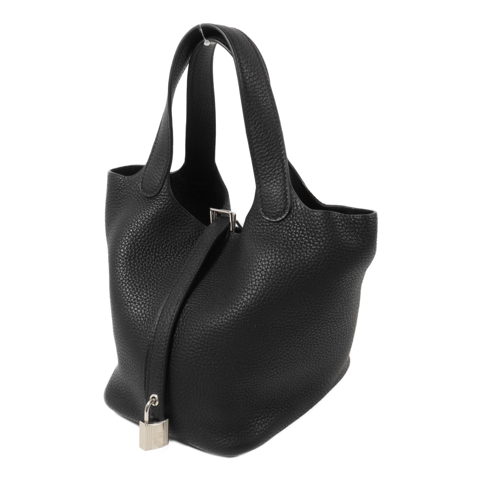 HERMES Clemence皮革Picotin PM手挽袋Noir