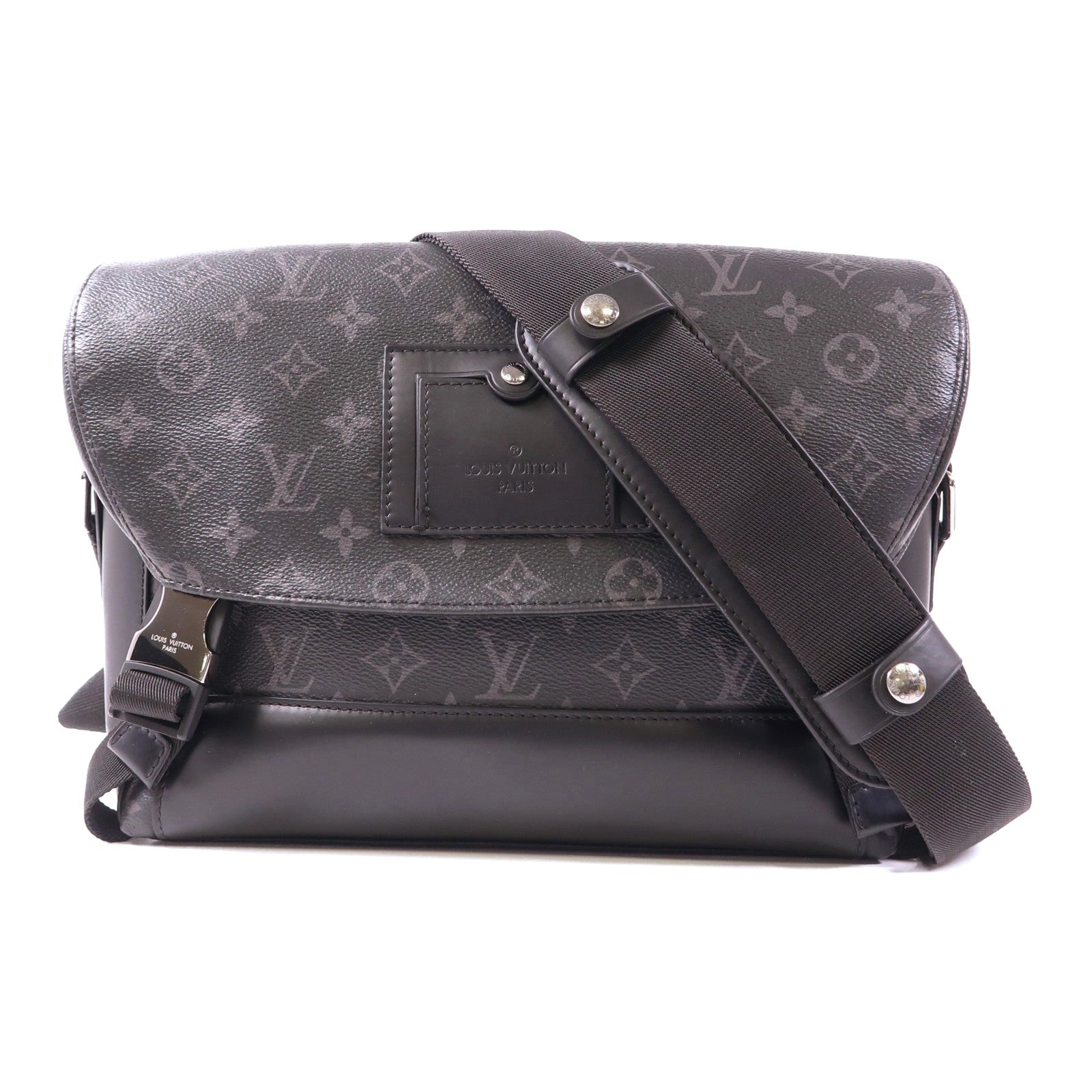 LOUIS VUITTON Monogram Eclipse Messenger PM Voyager銀扣肩背袋