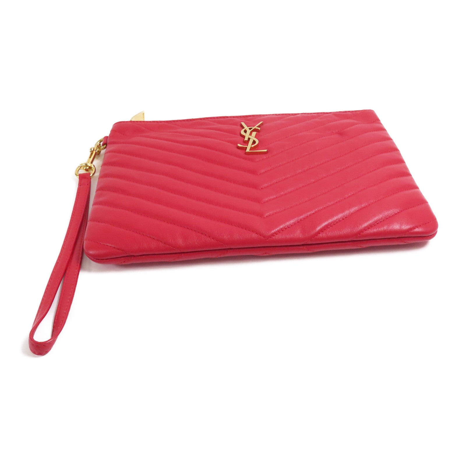 SAINT LAURENT 牛皮皮革Pouch金扣手拿包