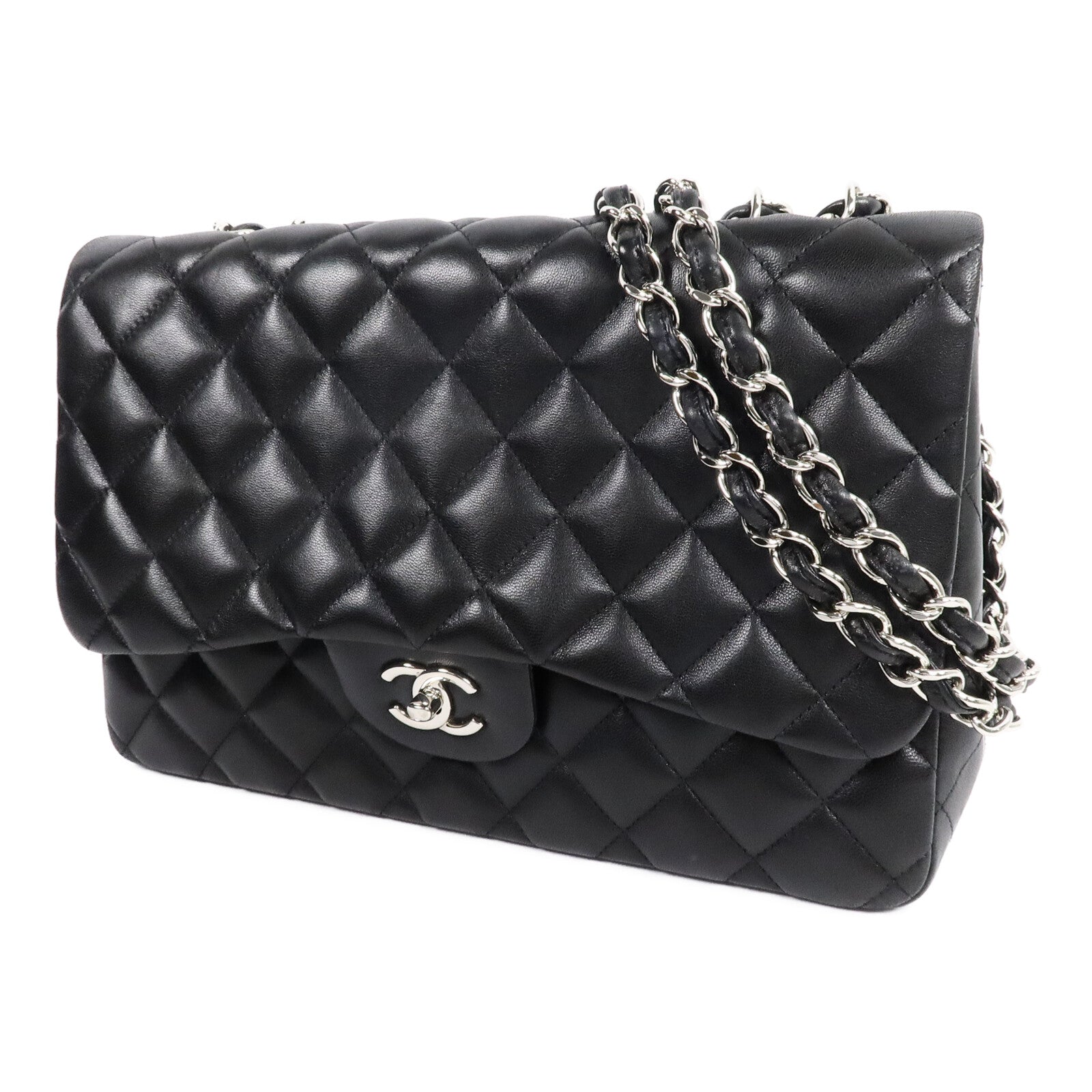CHANEL 羊皮皮革Large Classic鏈帶肩背袋