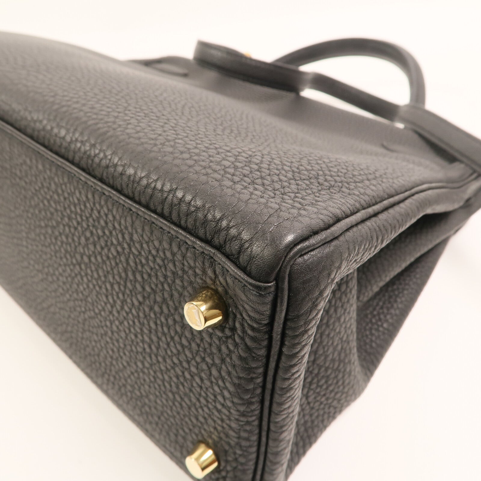 HERMES Clemence皮革Kelly 32金扣手挽肩背兩用袋Noir