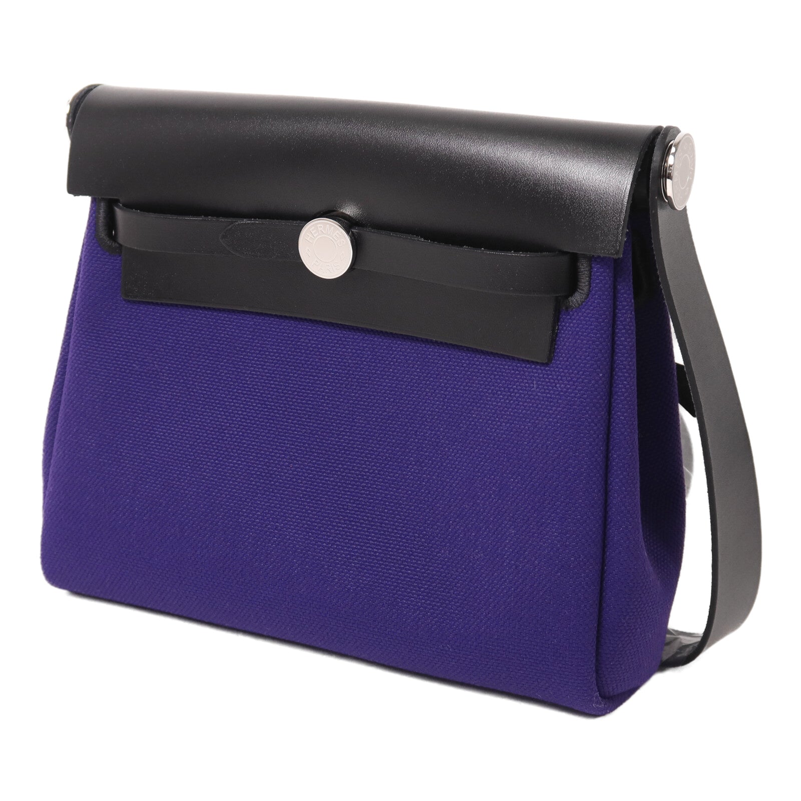 HERMES 帆布Mini Herbag肩背袋Fresh Purple/Noir