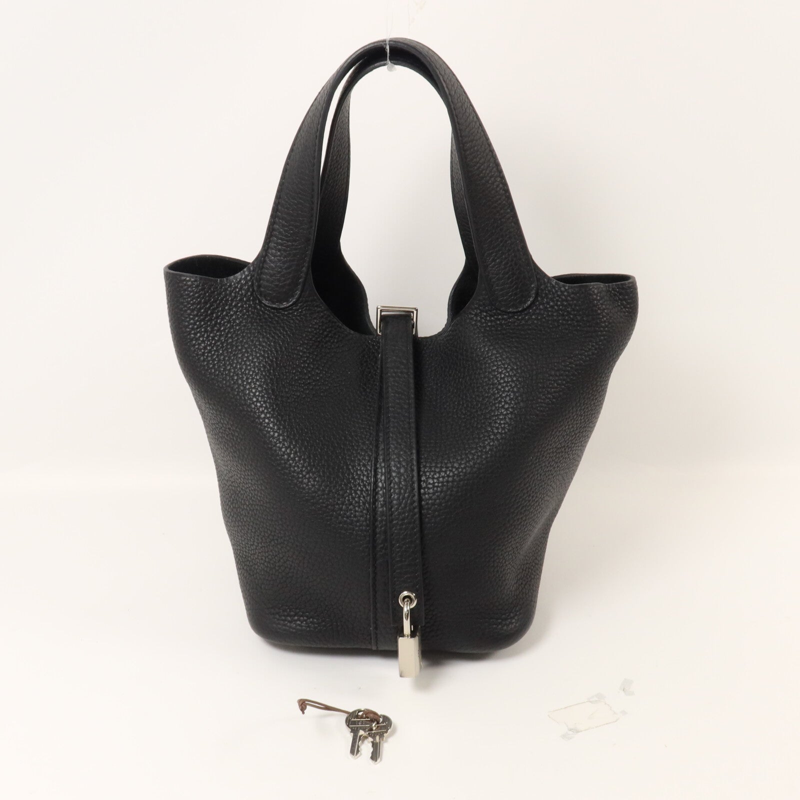 HERMES Clemence皮革Picotin PM手挽袋Noir