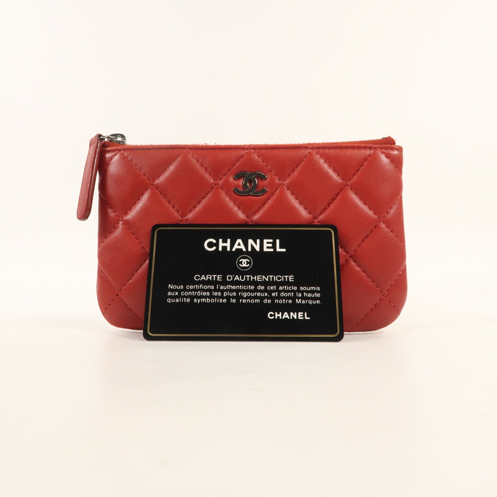 CHANEL 羊皮皮革Coins Case銀扣零錢包