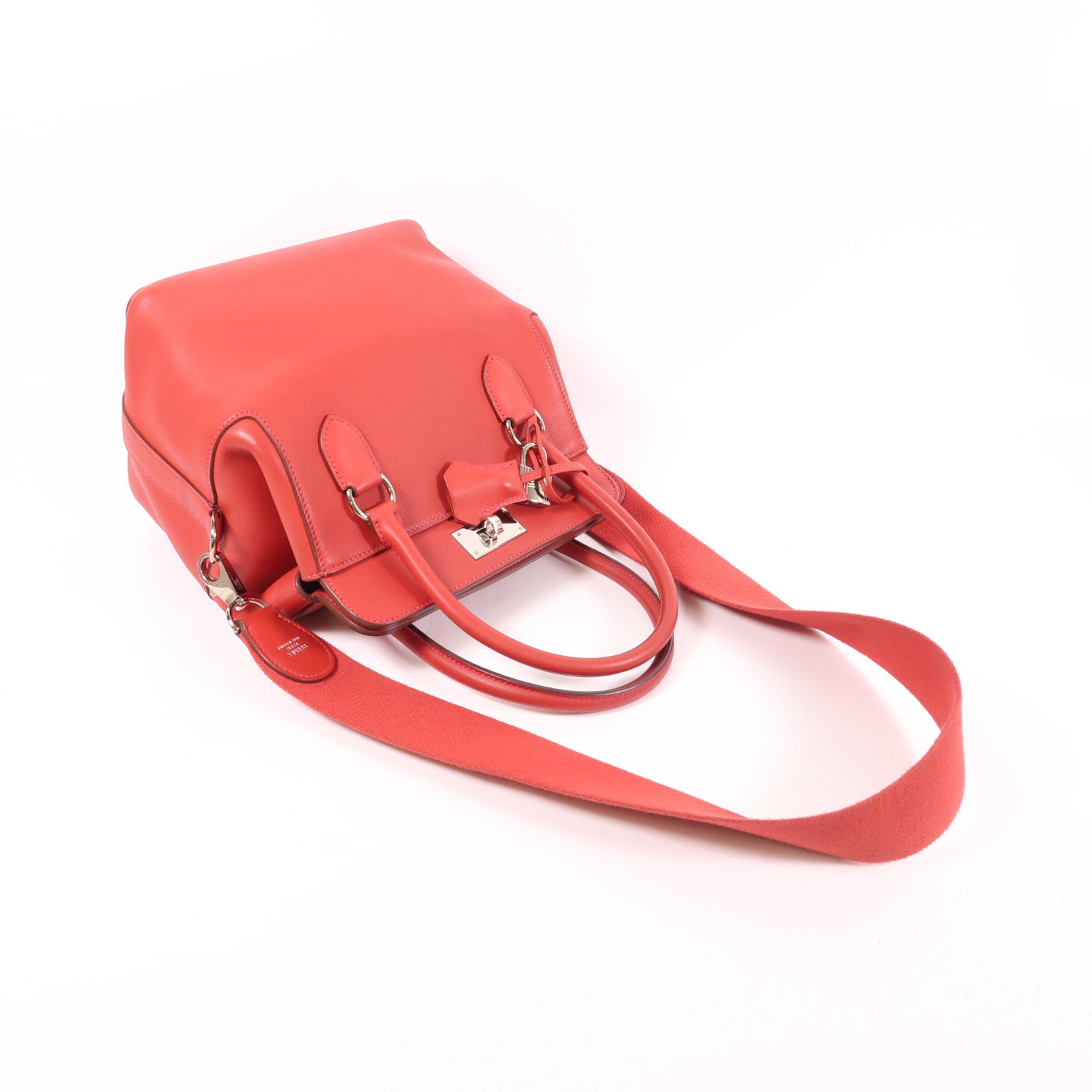 HERMES 【激減優惠】Swift皮革Tool Box 20銀扣手挽肩背兩用袋Vermillon