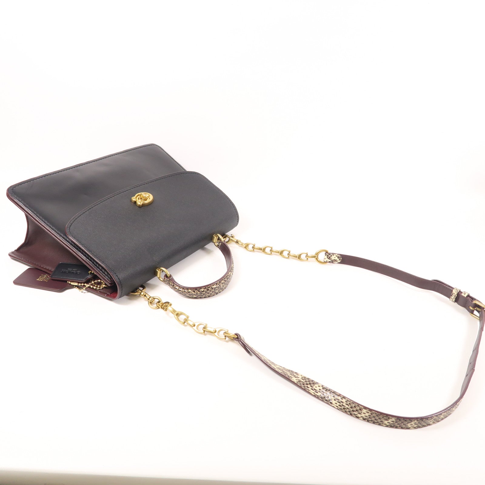 COACH 牛皮皮革/蛇皮皮革Parker Top Handle 32手挽肩背兩用袋