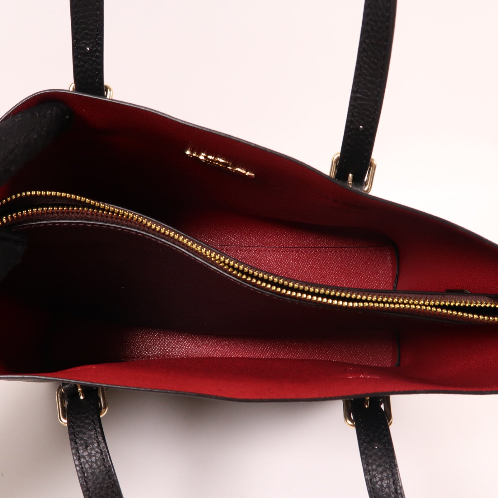 COACH 皮革2 Way Shoulder Bag金扣手挽肩背兩用袋黑色