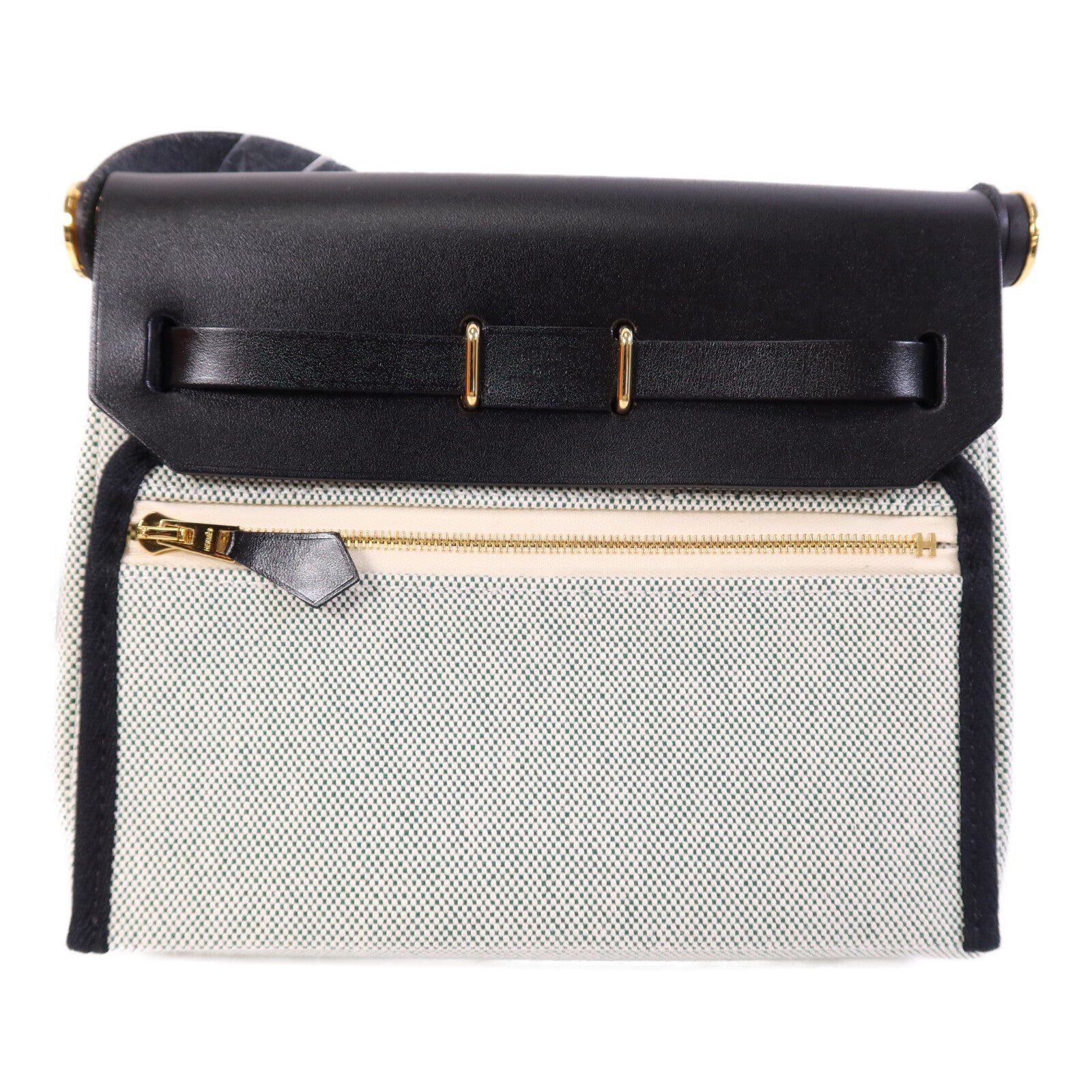 HERMES 帆布Mini Herbag金扣肩背袋Noir