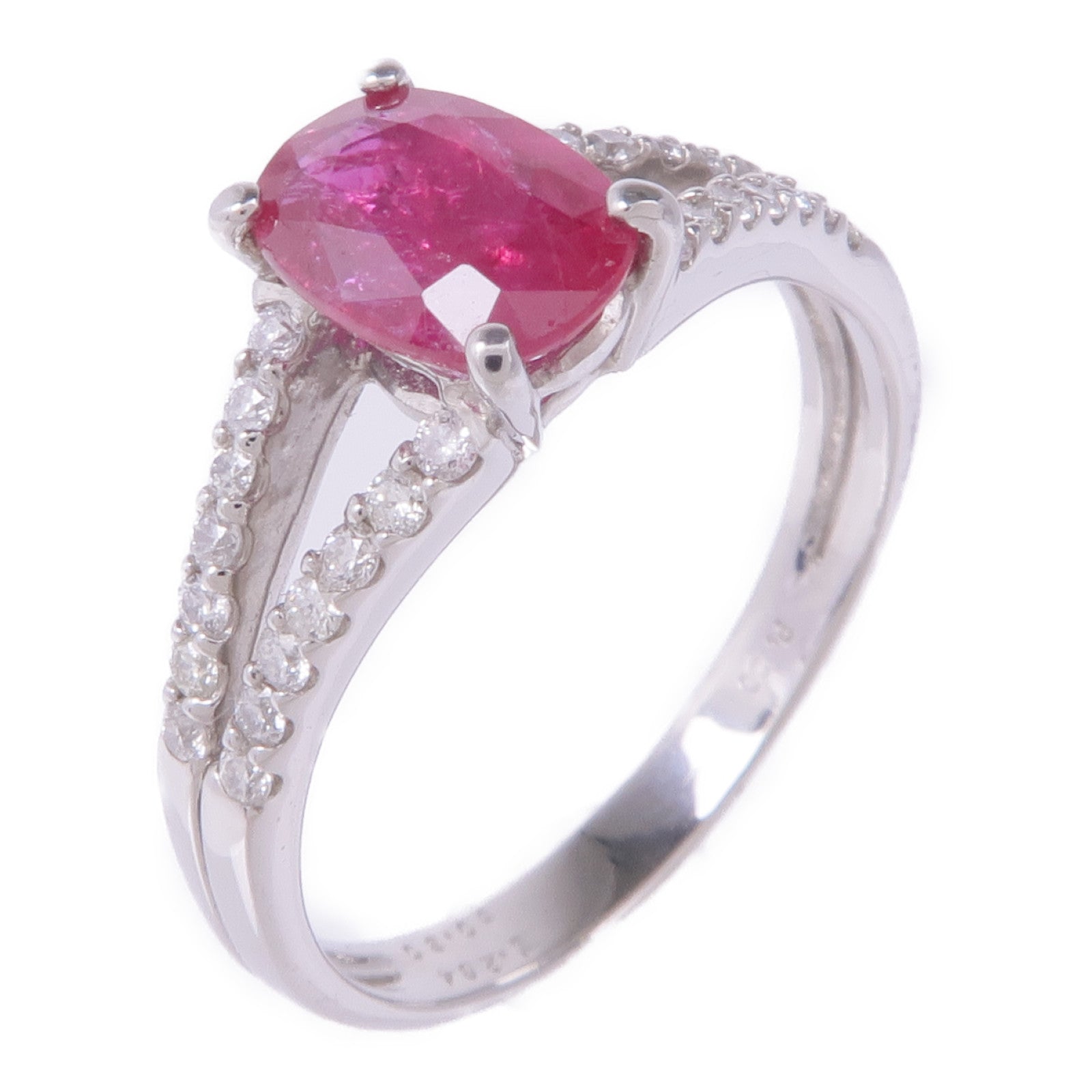 JEWELRY PT900鉑金Ruby Diamond Ring紅寶石/鑽石戒指US#7.75