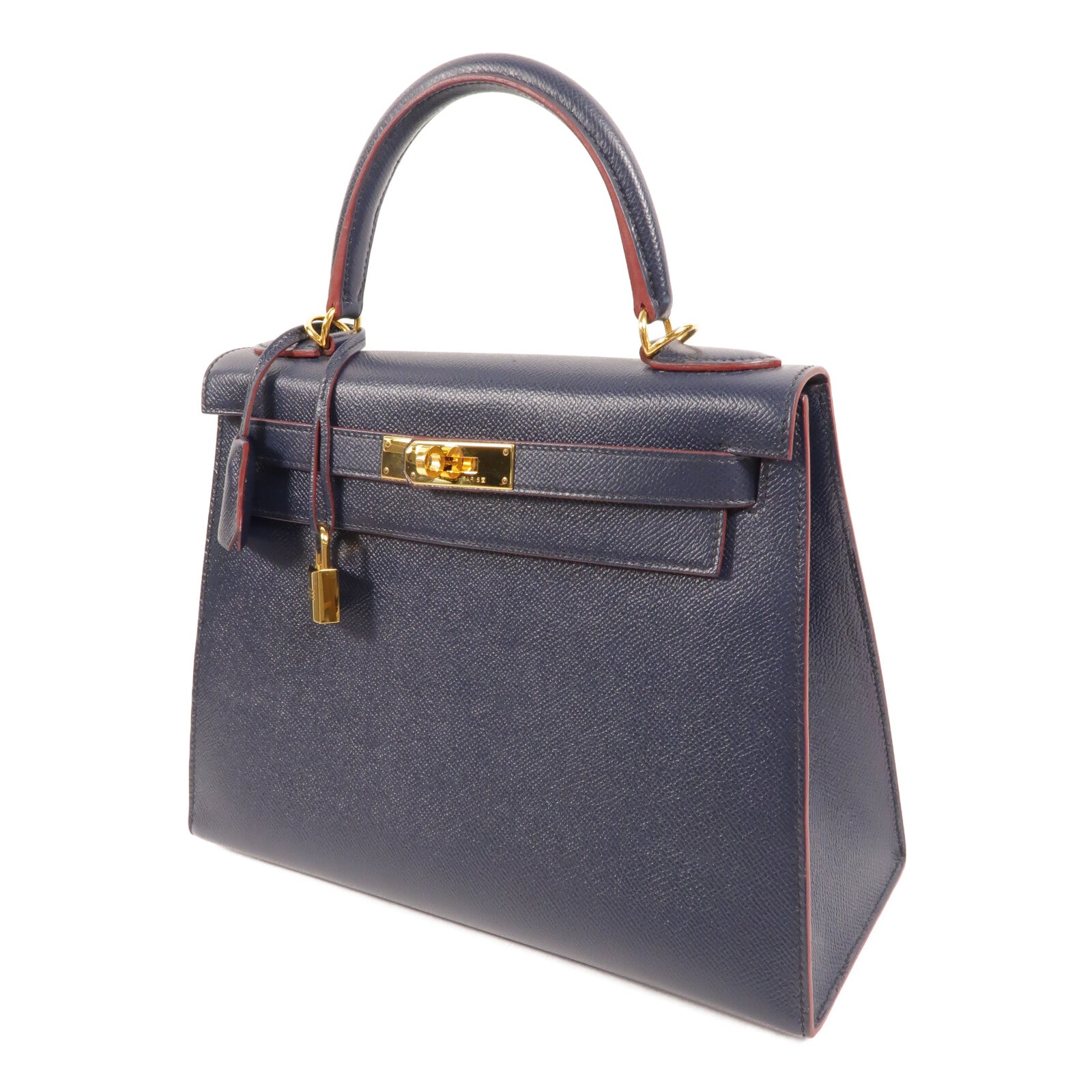 HERMES Epsom皮革Kelly 28手挽肩背兩用袋Bleu Indigo