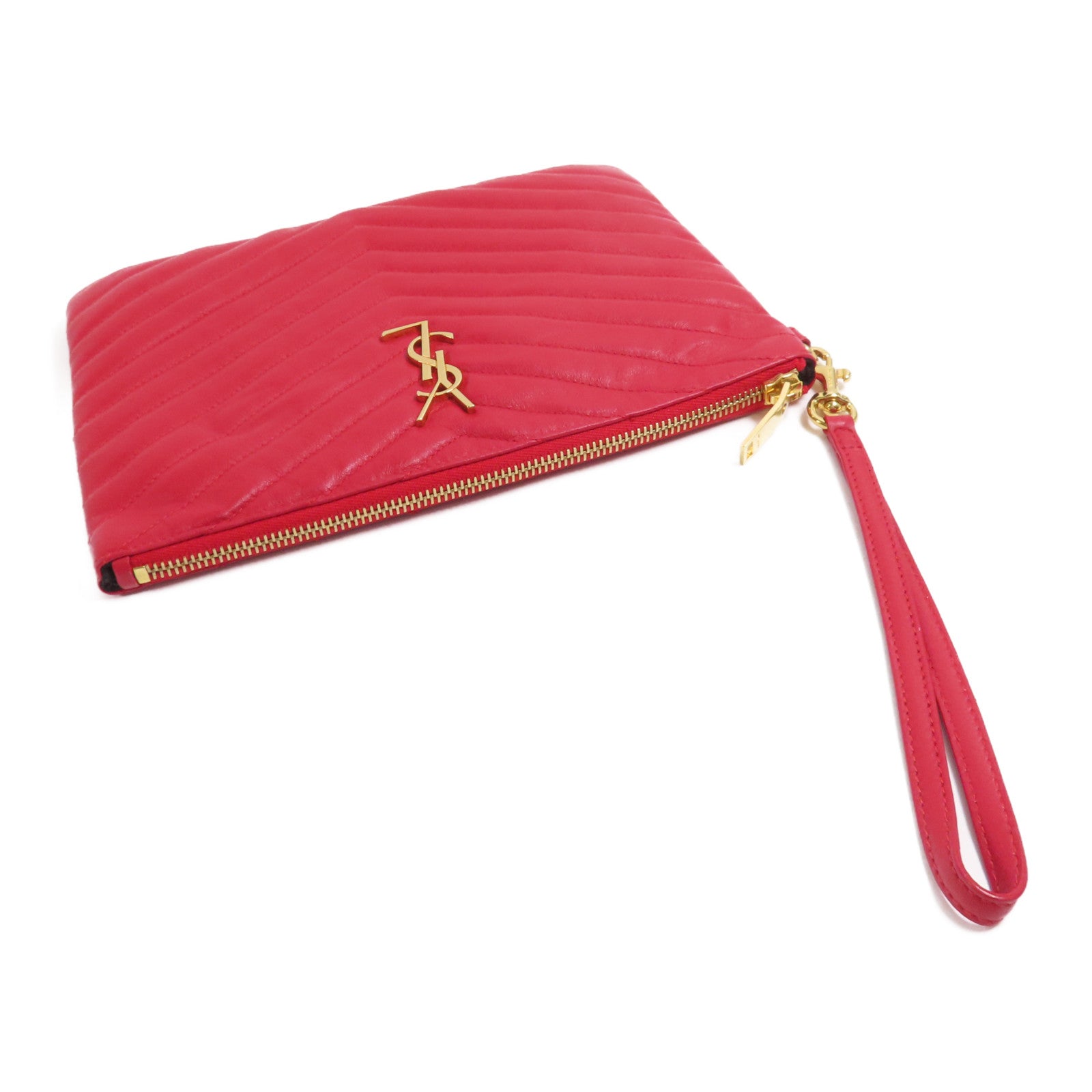 SAINT LAURENT 牛皮皮革Pouch金扣手拿包