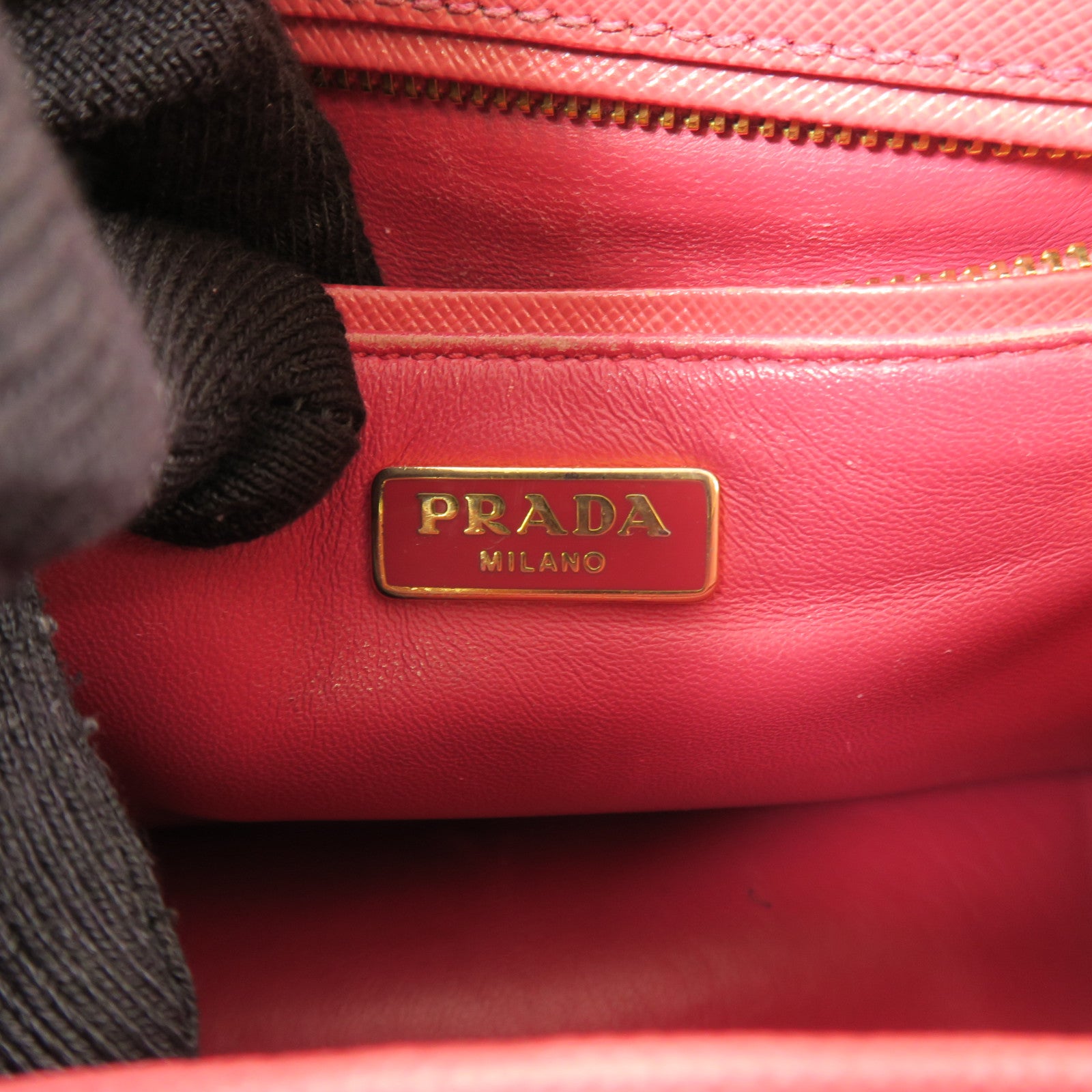 PRADA GHW 2 Way Shoulder Handbag Calfskin Leather Pink