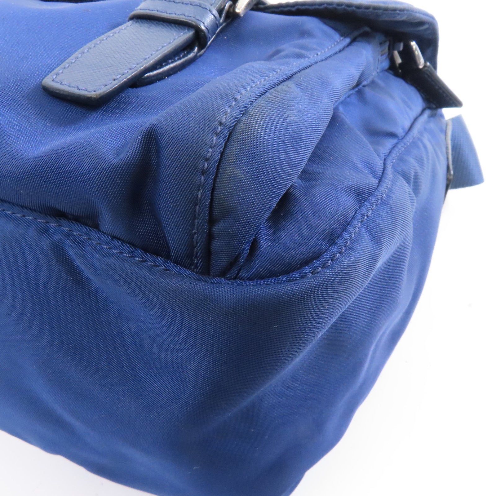 PRADA 尼龍Shoulder Bag銀扣肩背袋藍色