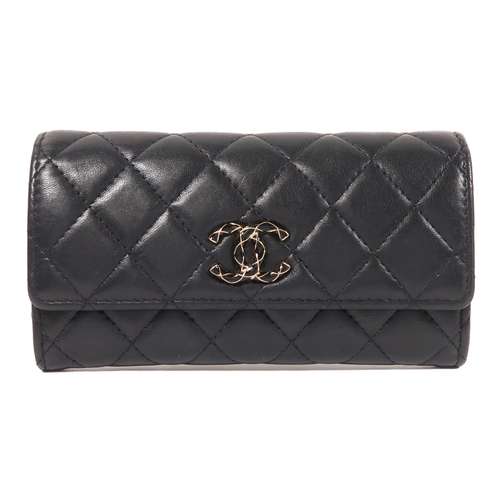 CHANEL 羊皮皮革Long Wallet金扣長錢包