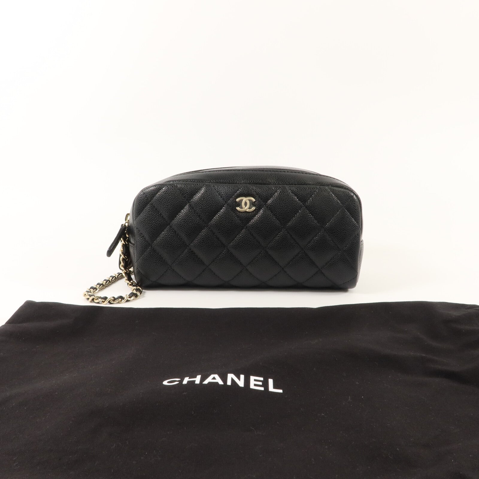 CHANEL 牛皮皮革Classic Double Zipper Cosmetic Bag小袋