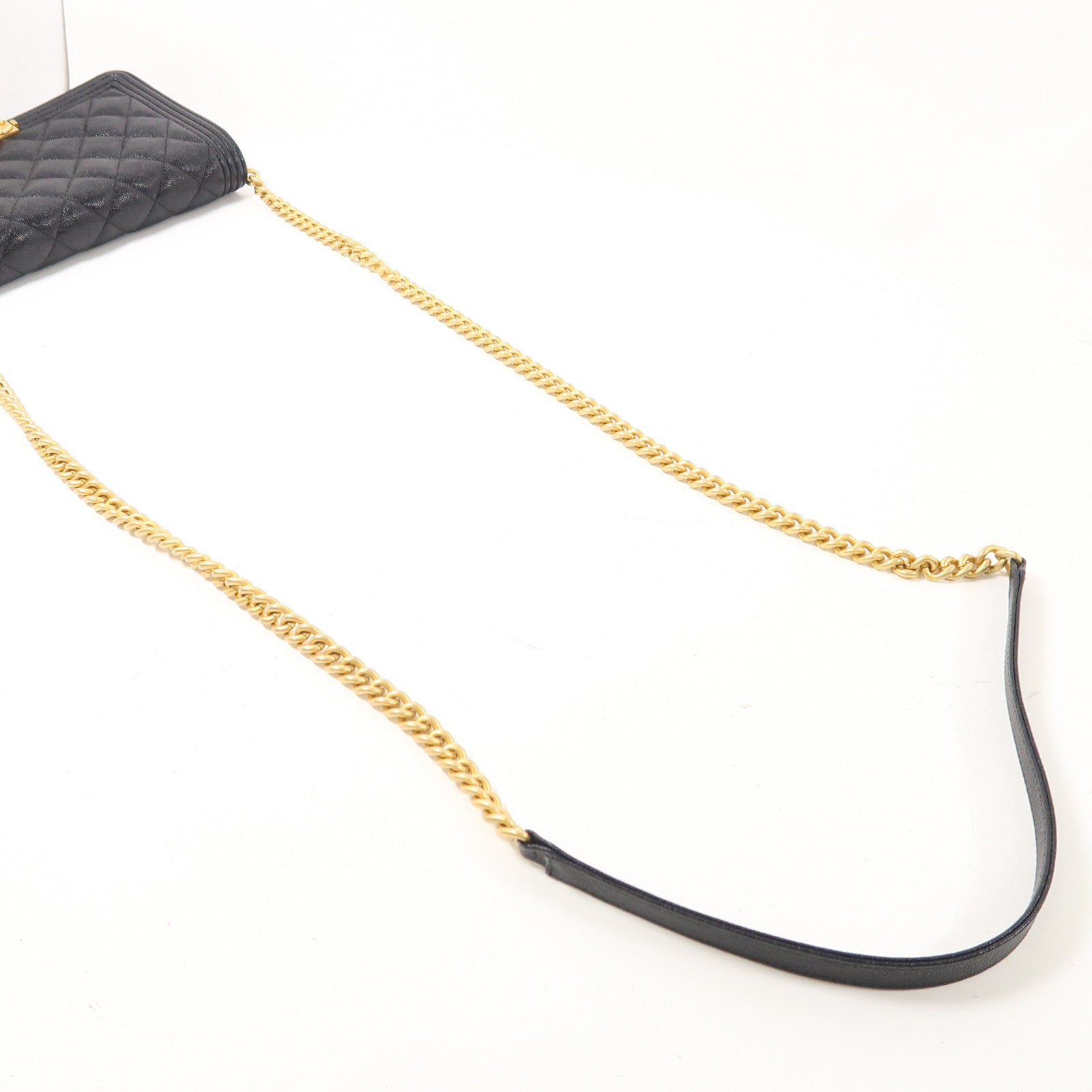 CHANEL 菱格牛皮皮革WOC Wallet On Chain金扣鏈帶肩背袋黑色