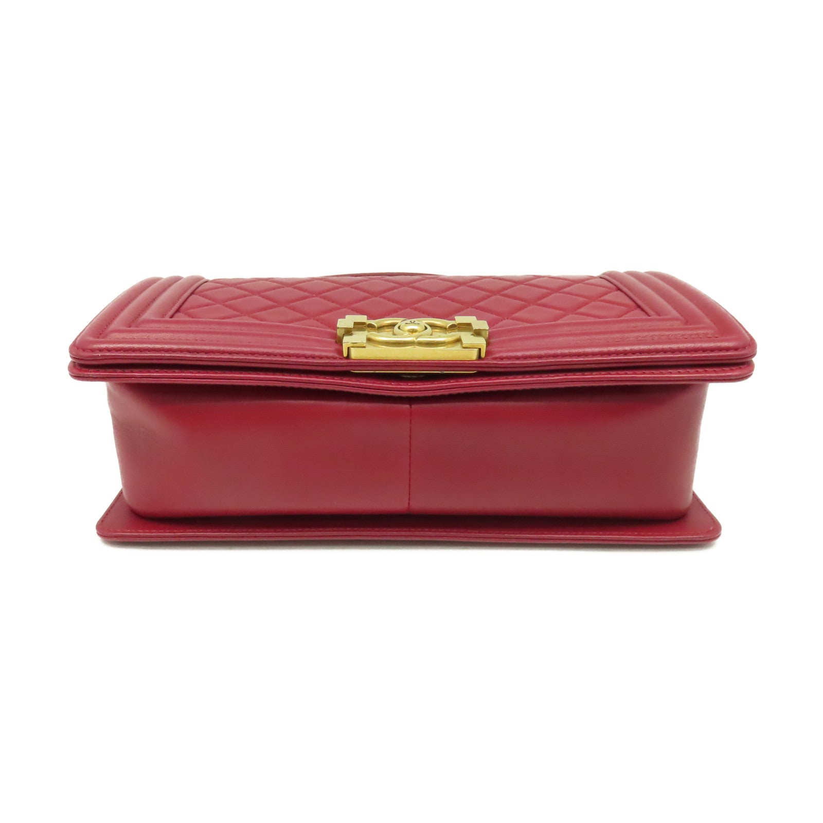 CHANEL **【激減優惠】菱格牛皮皮革Boy Chanel Chain Shoulder Bag金扣鏈帶肩背袋酒紅色