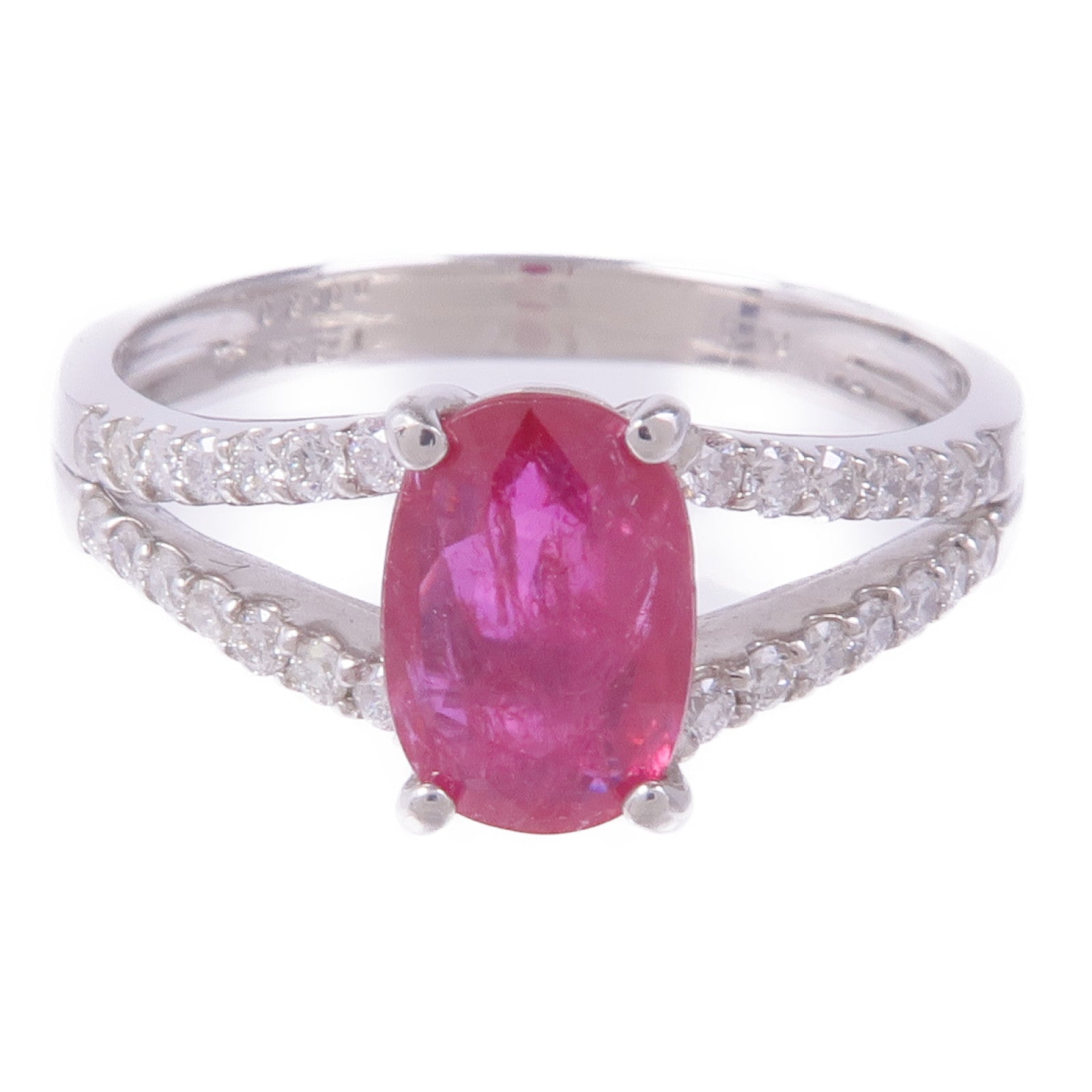 JEWELRY PT900鉑金Ruby Diamond Ring紅寶石/鑽石戒指US#7.75