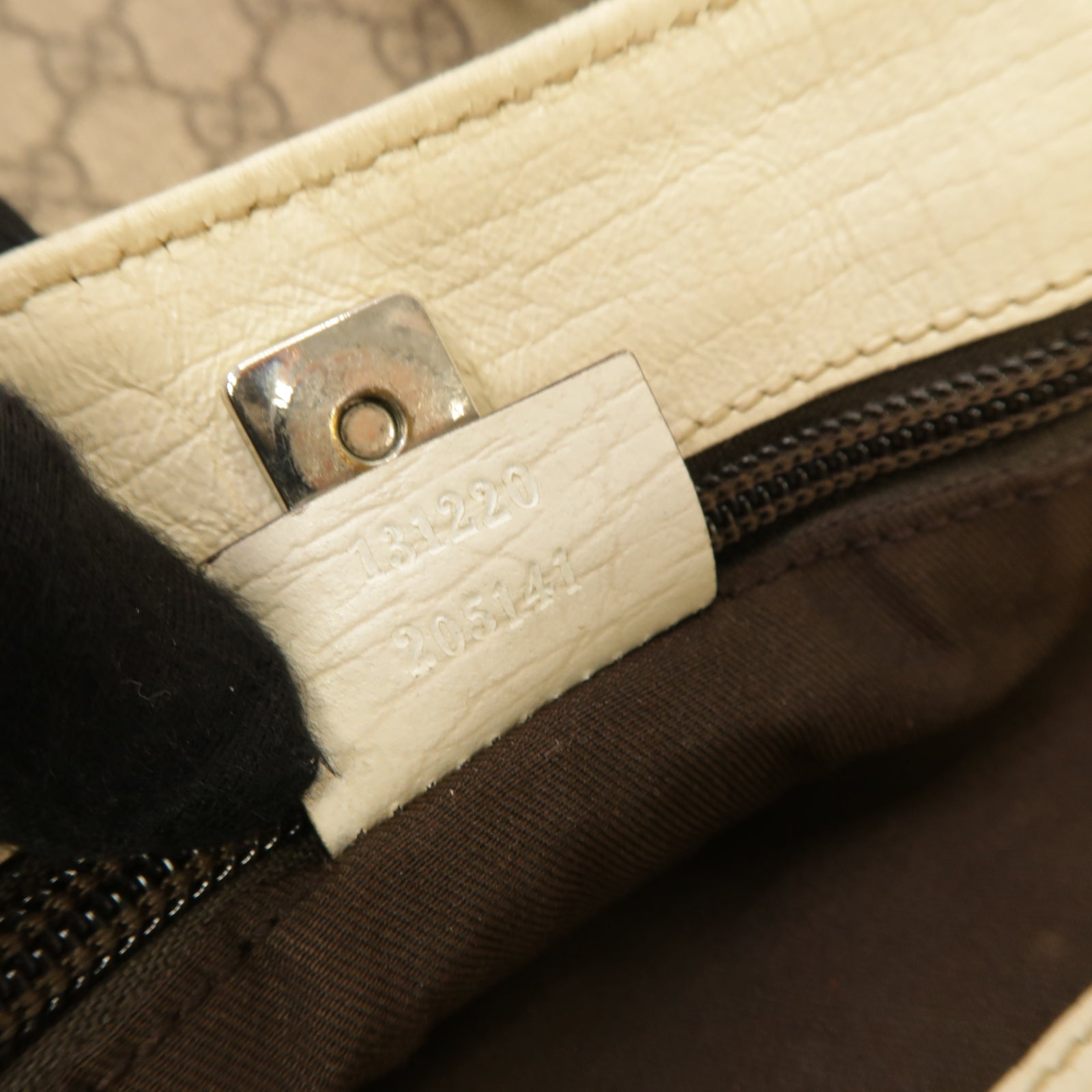 GUCCI 塗層帆布Tote Bag銀扣手挽袋米色