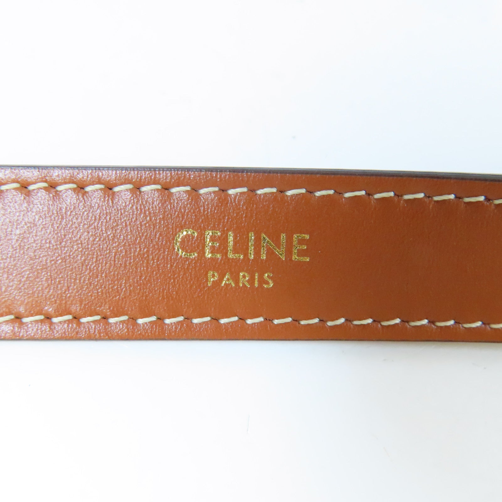 CELINE 塗層帆布Ava金扣肩背袋白色