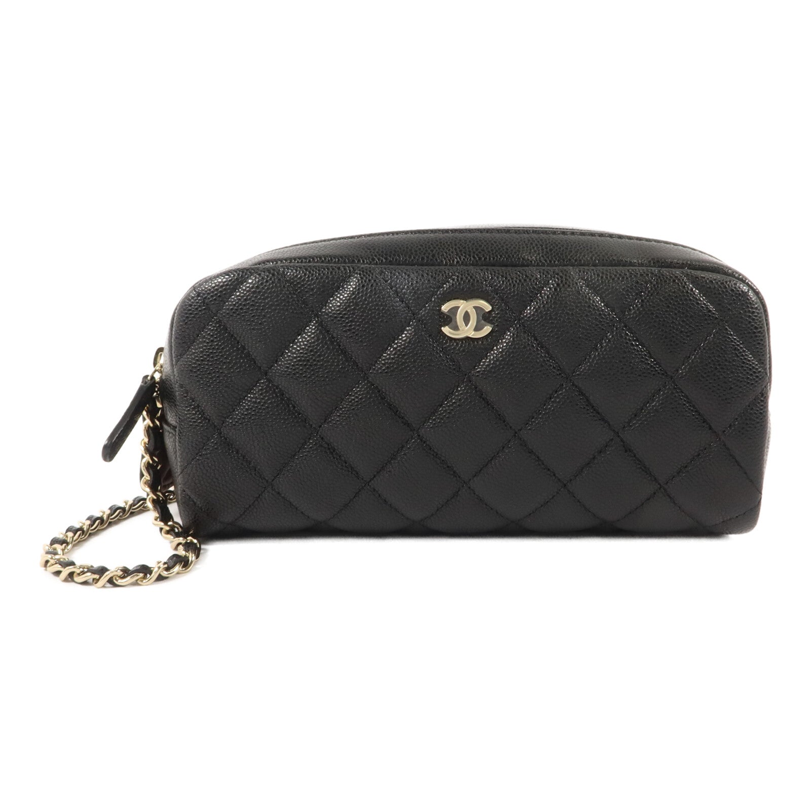 CHANEL 牛皮皮革Classic Double Zipper Cosmetic Bag小袋