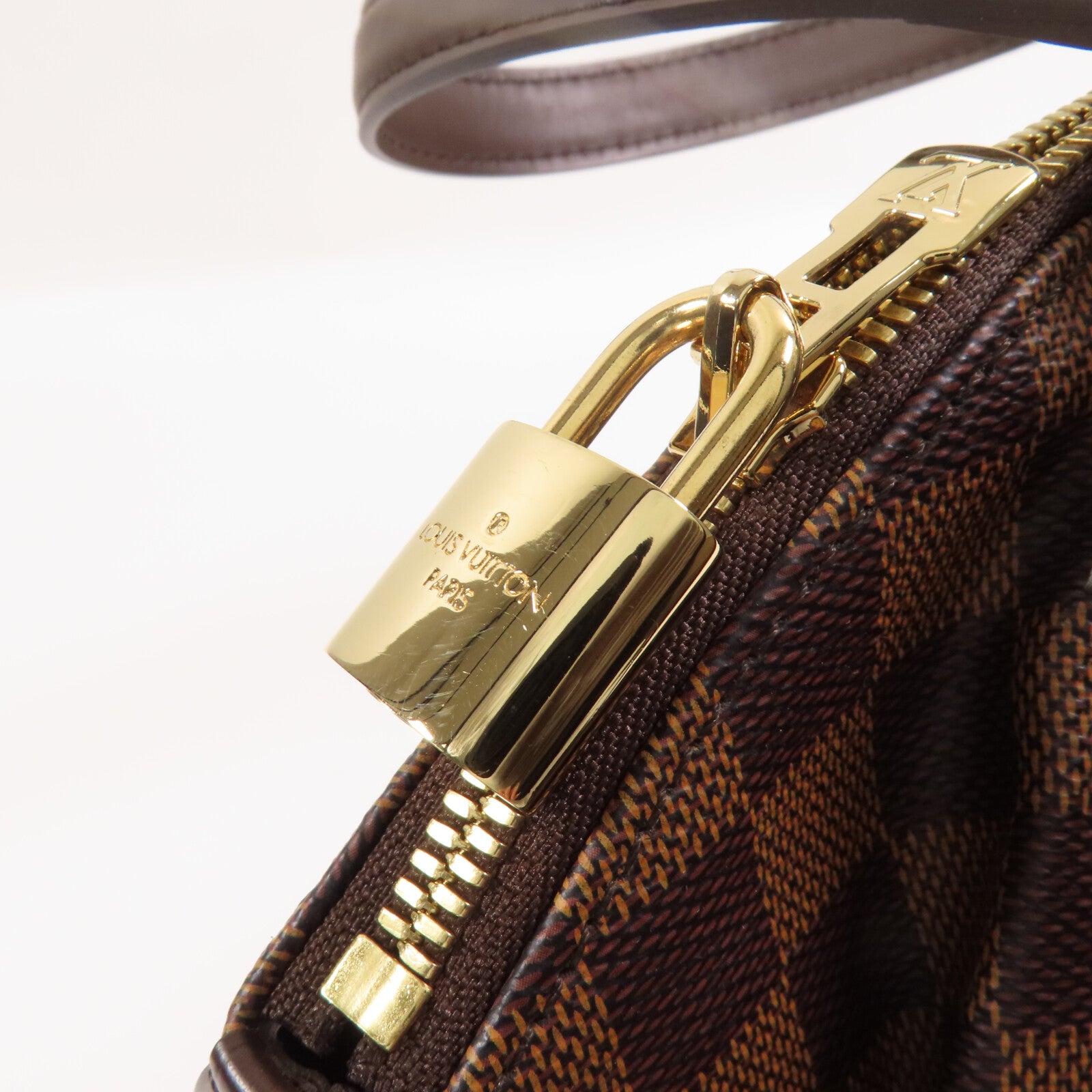 LOUIS VUITTON Damier Ebene Verona PM金扣手挽袋