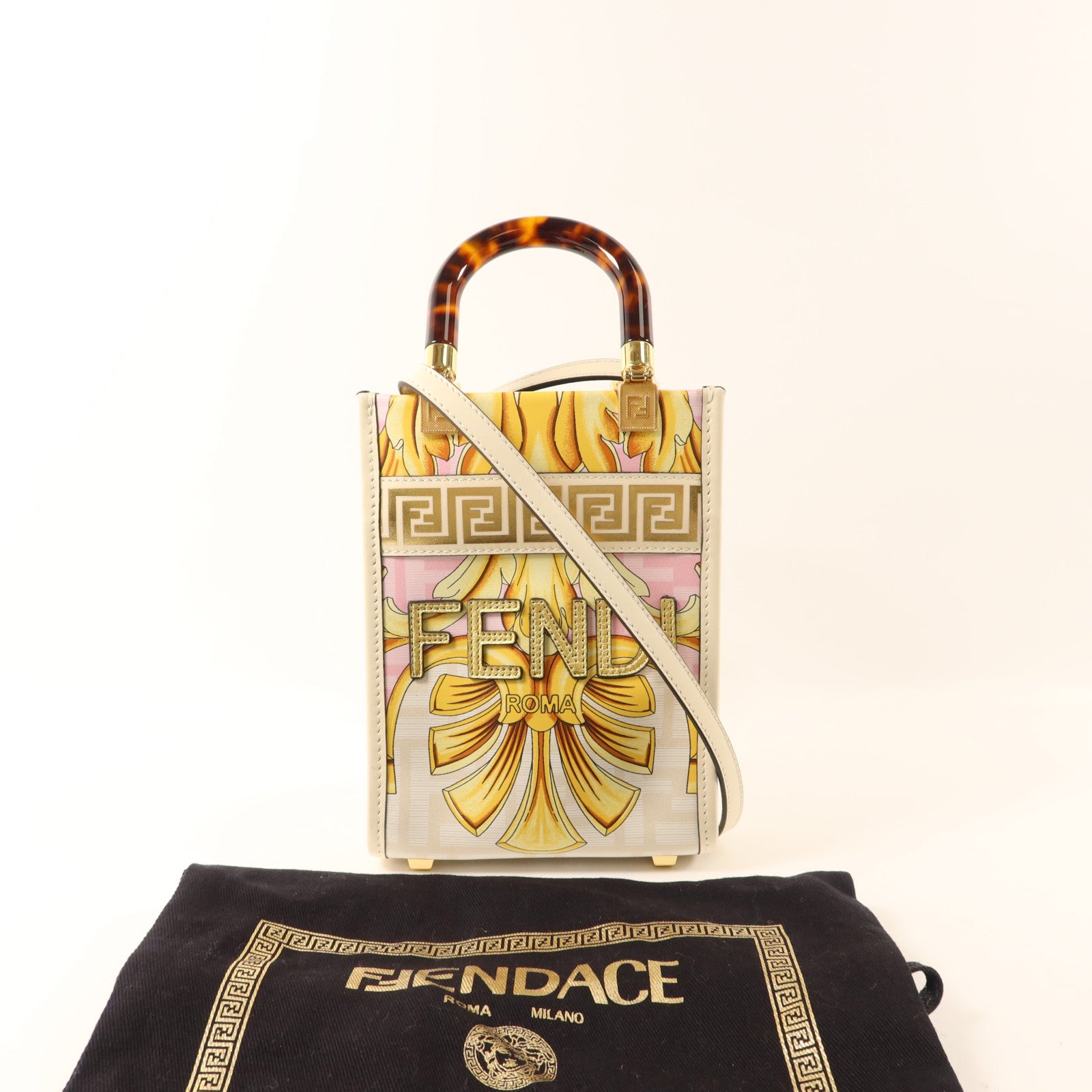 FENDI 【激減優惠】牛皮皮革Sunshine Mini金扣手挽肩背兩用袋