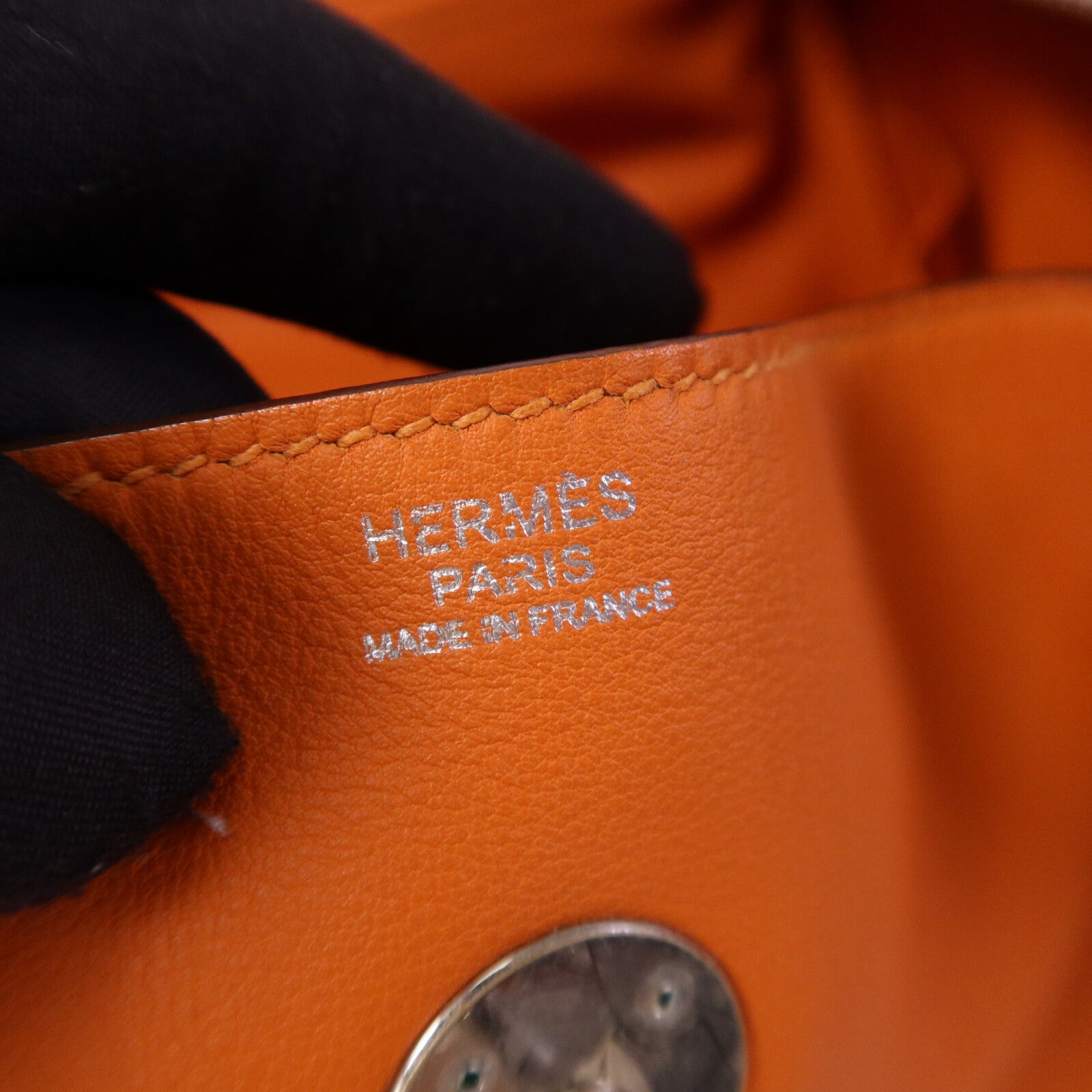 HERMES Swift皮革Lindy 34銀扣手挽肩背兩用袋Orange