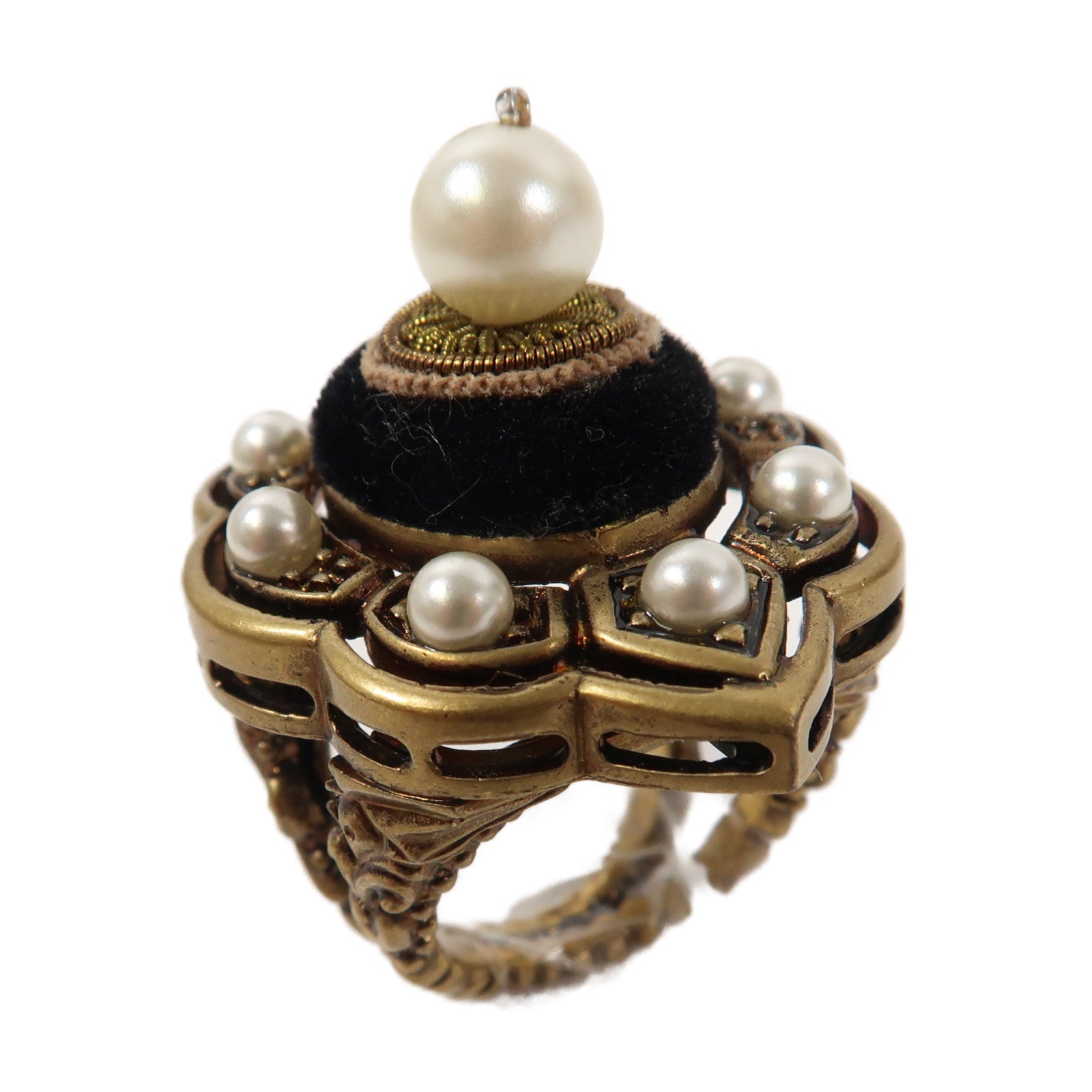 GUCCI 金屬Ring戒指黑色/金色US#7.5
