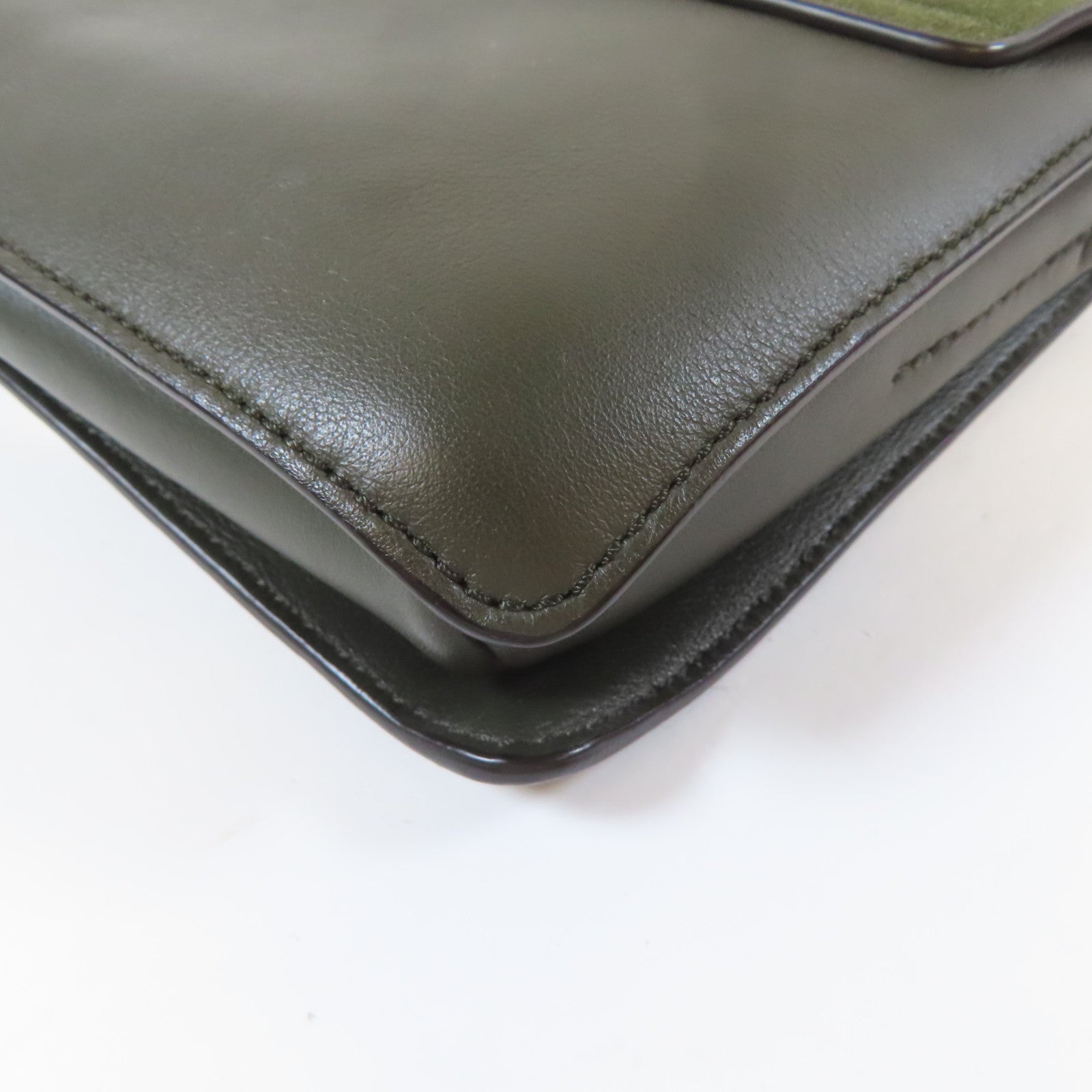 Chloe 牛皮皮革Shoulder Bag銀扣肩背袋黑色/綠色