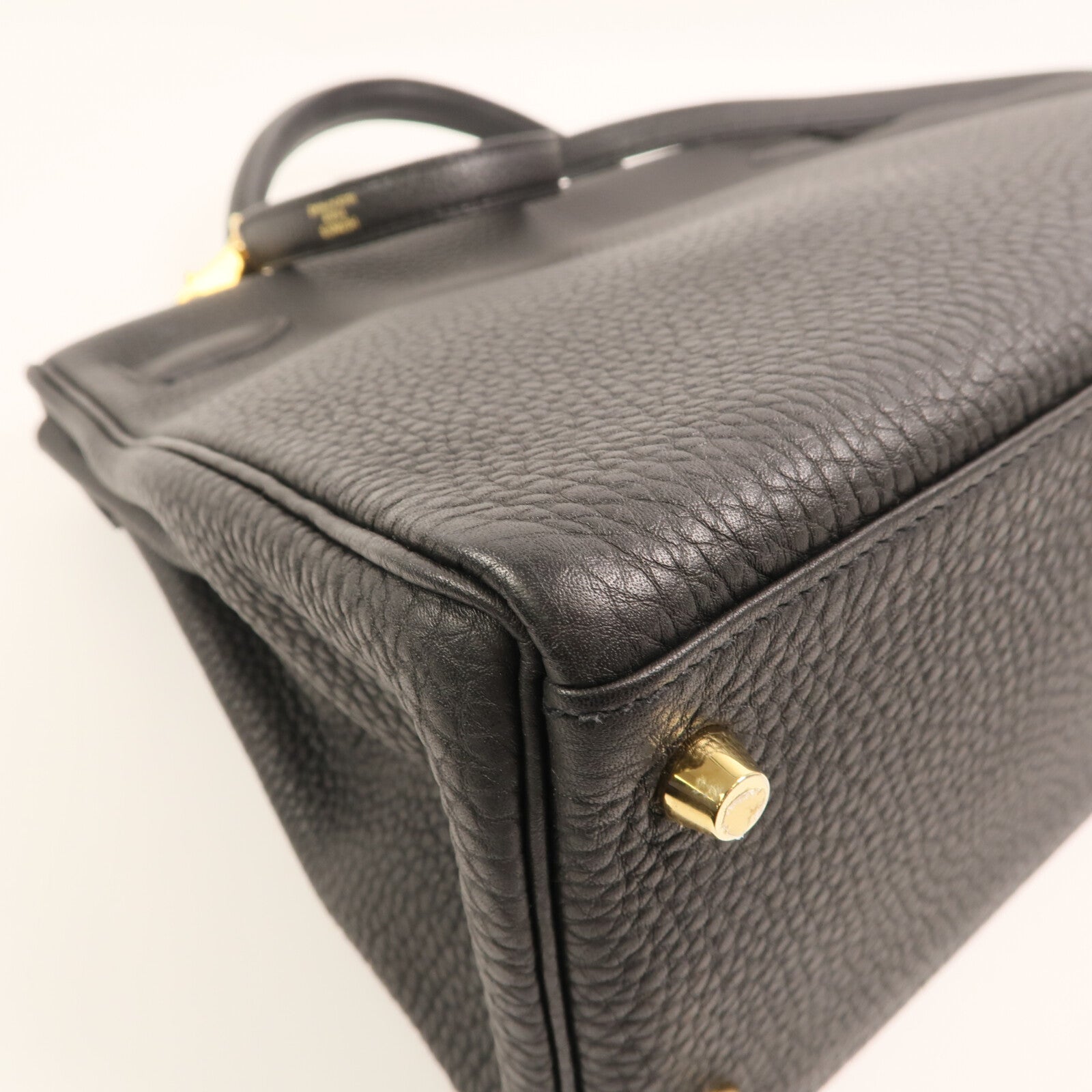 HERMES Clemence皮革Kelly 32金扣手挽肩背兩用袋Noir
