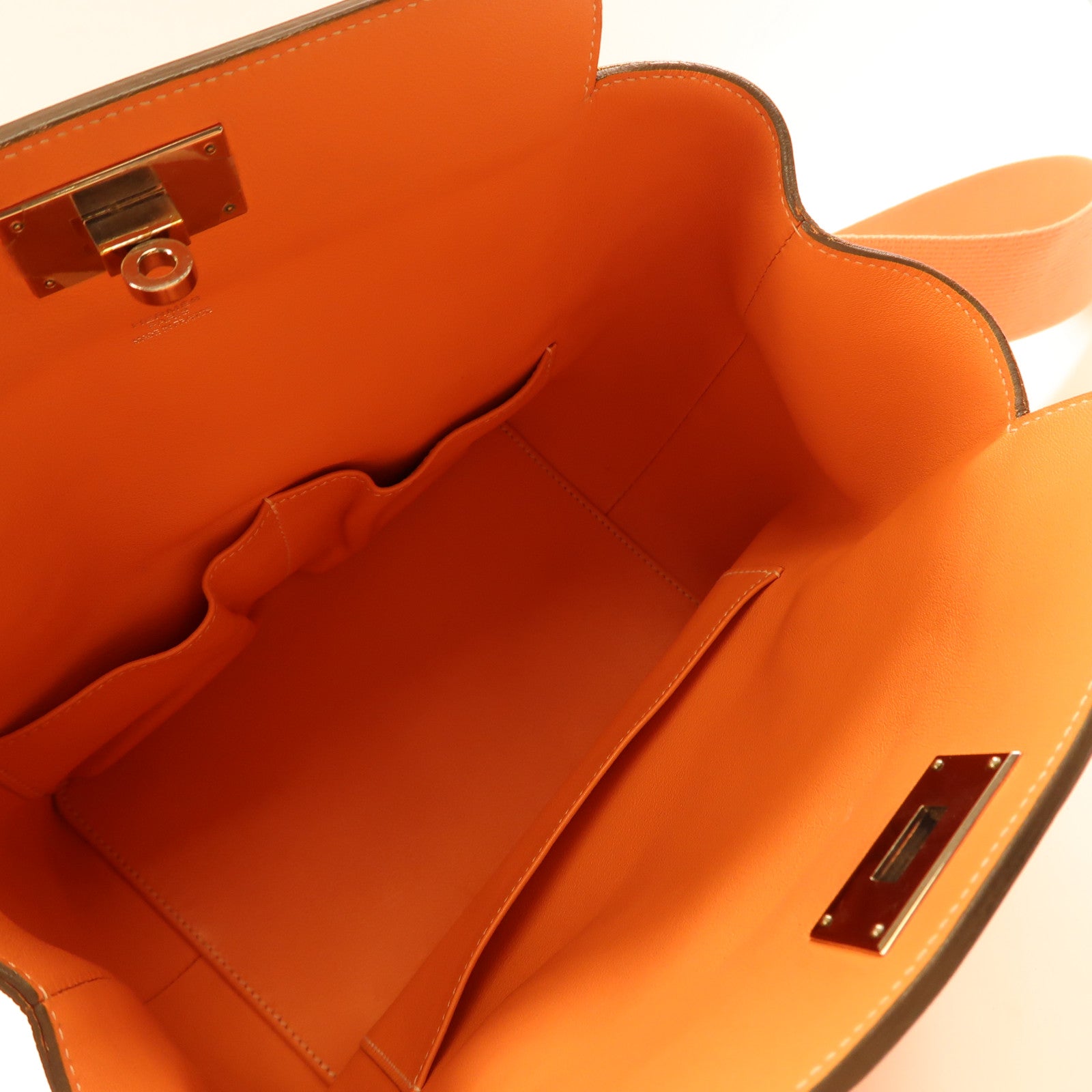 HERMES Evercolor皮革Toolbox 20銀扣手挽肩背兩用袋Crevette龍蝦粉