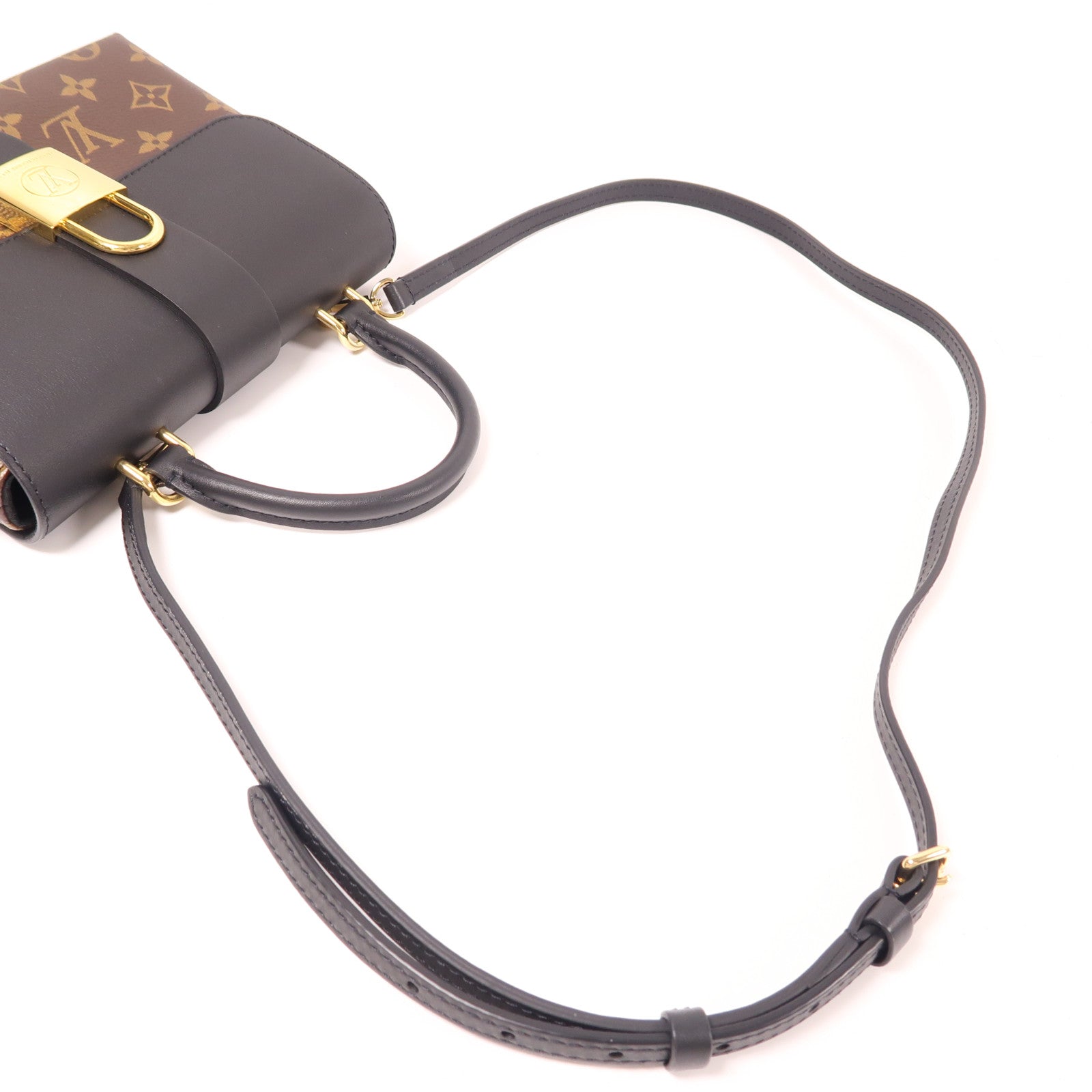 LOUIS VUITTON Monogram Locky BB金扣手挽肩背兩用袋棕色/黑色