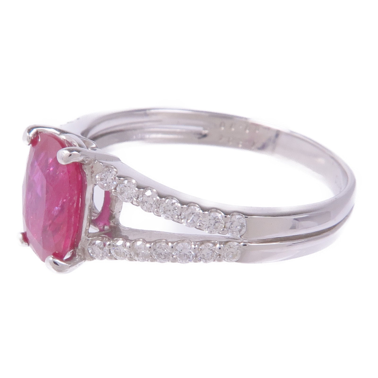 JEWELRY PT900鉑金Ruby Diamond Ring紅寶石/鑽石戒指US#7.75
