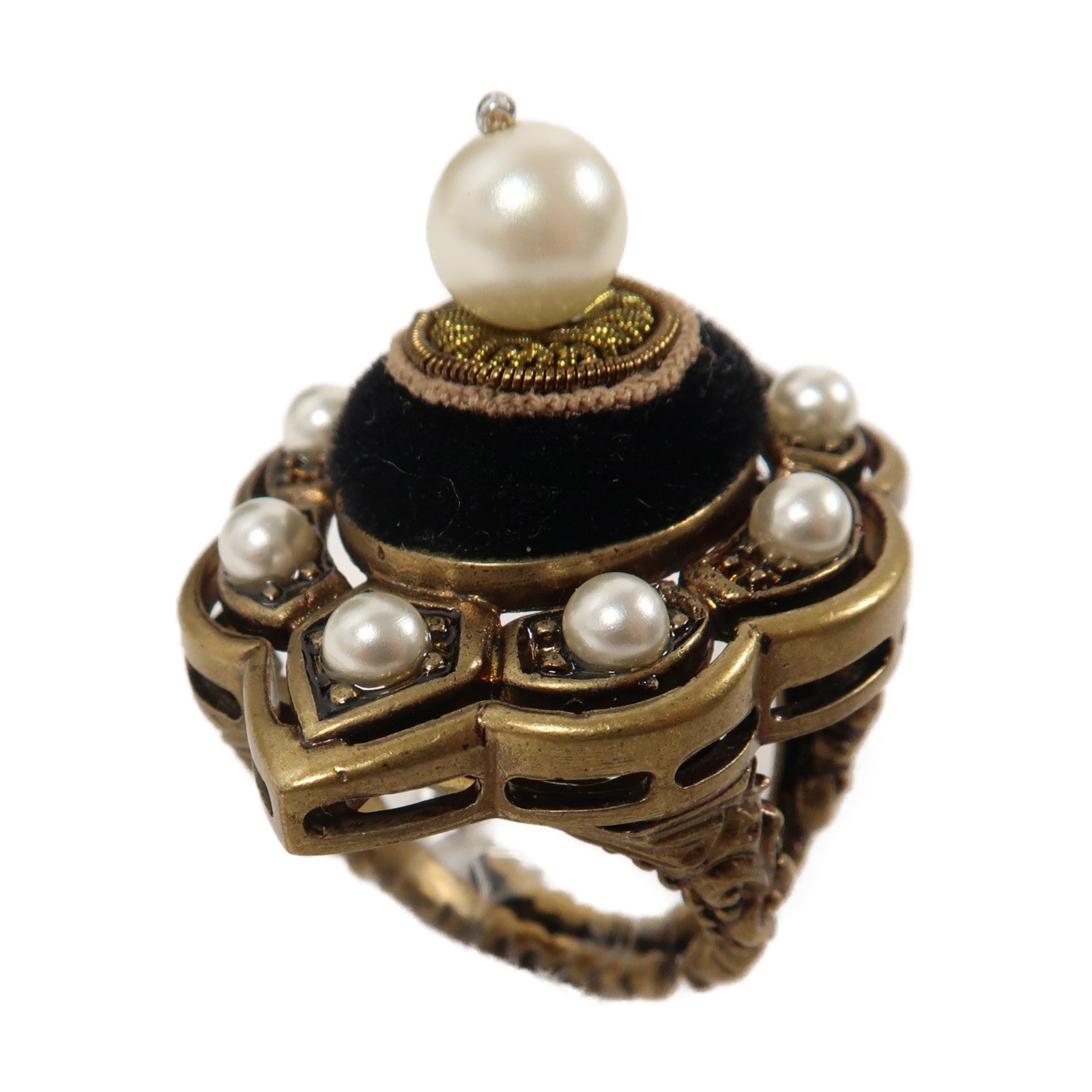 GUCCI 金屬Ring戒指黑色/金色US#7.5
