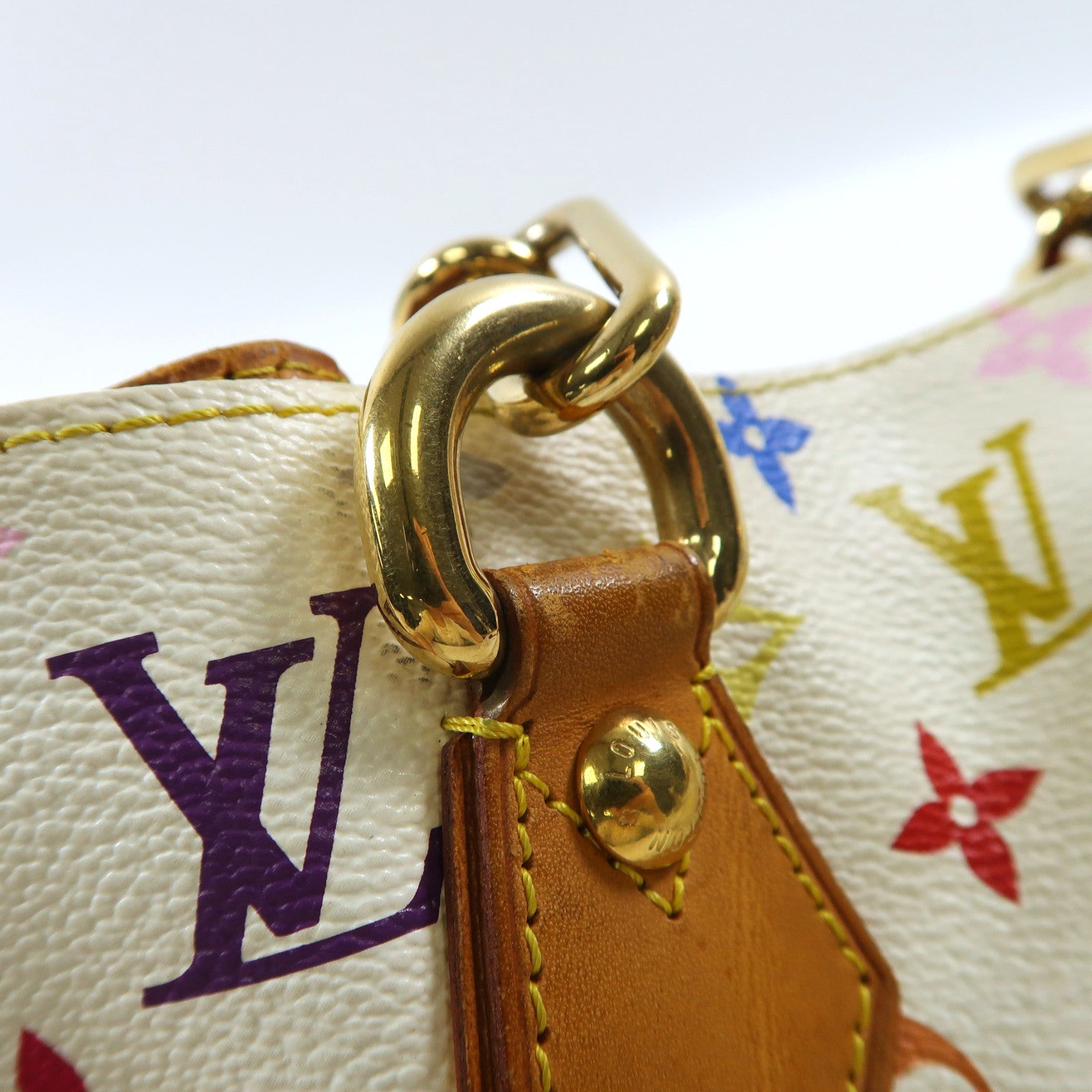 LOUIS VUITTON Monogram Multicolore Audra金扣手挽袋白色/彩色