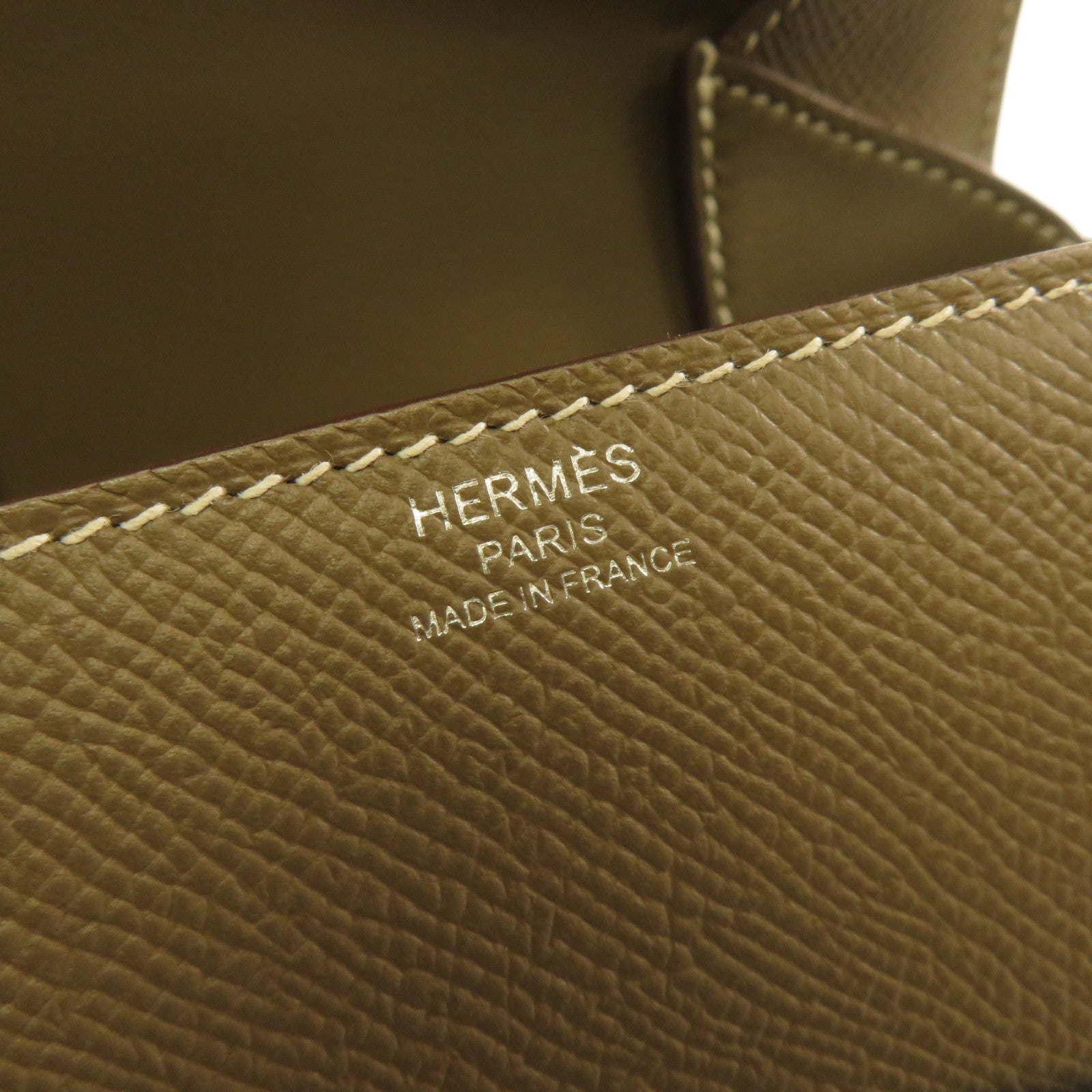 HERMES Epsom皮革Della Cavallerie銀扣肩背袋Etoupe大象灰色